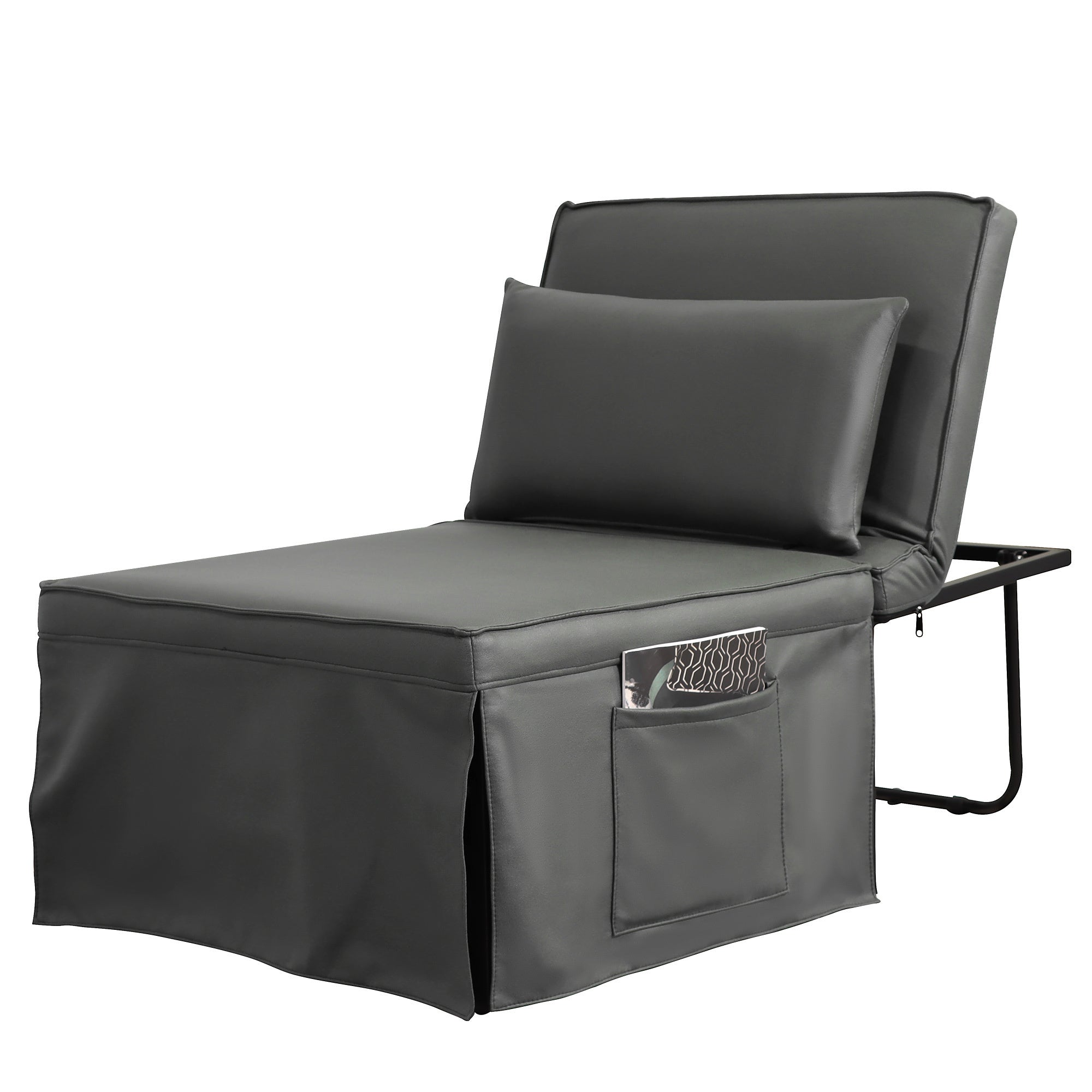 Sofa Bed 4 in 1 Ottoman Sleeper Bed Convertible Chair Bed with Adjustable Back Breathable Sleeper Guest Bed for Small Room, Grey - Atlantic Fine Furniture Inc