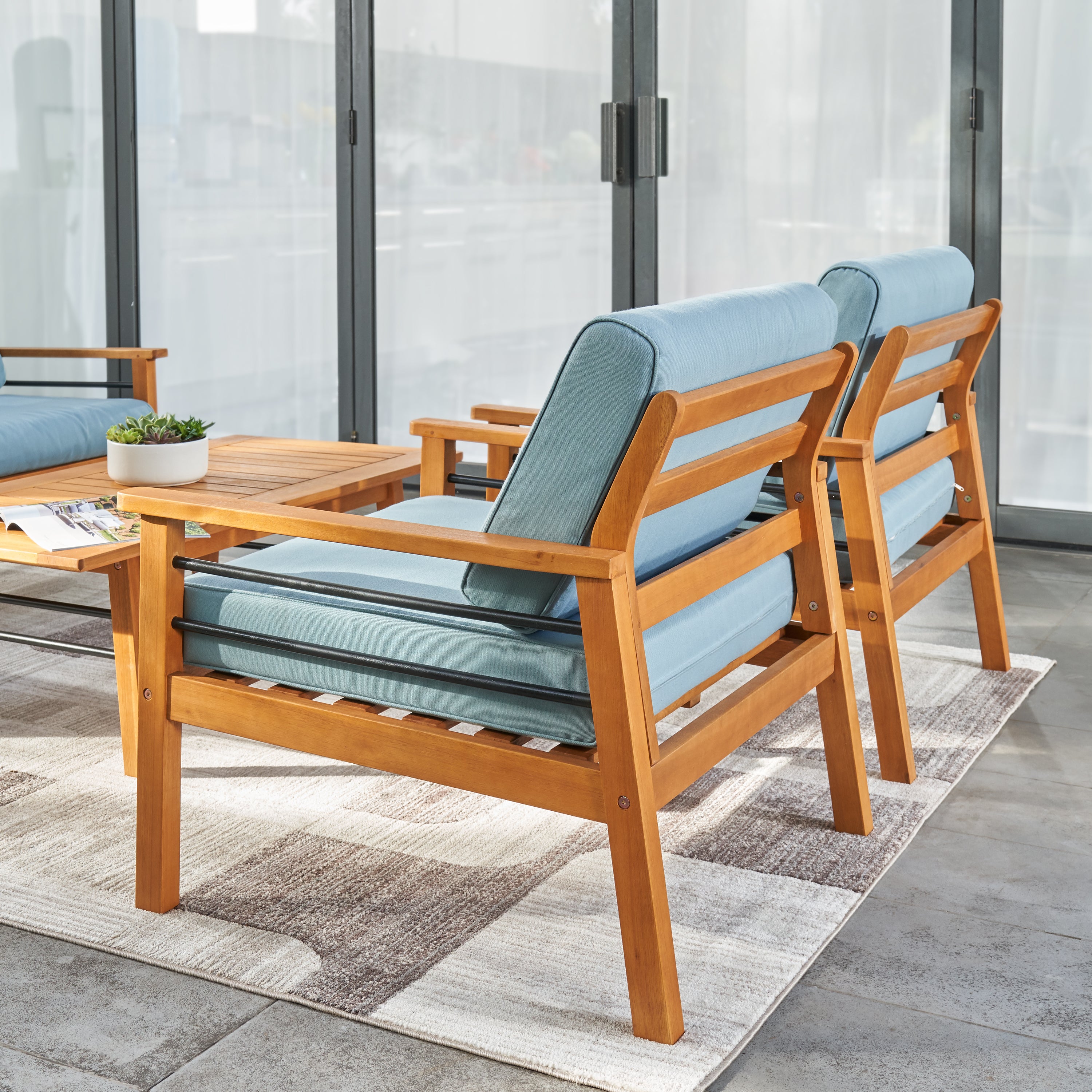 Gloucester Contemporary Patio Wood Sofa Club Chair - Atlantic Fine Furniture Inc