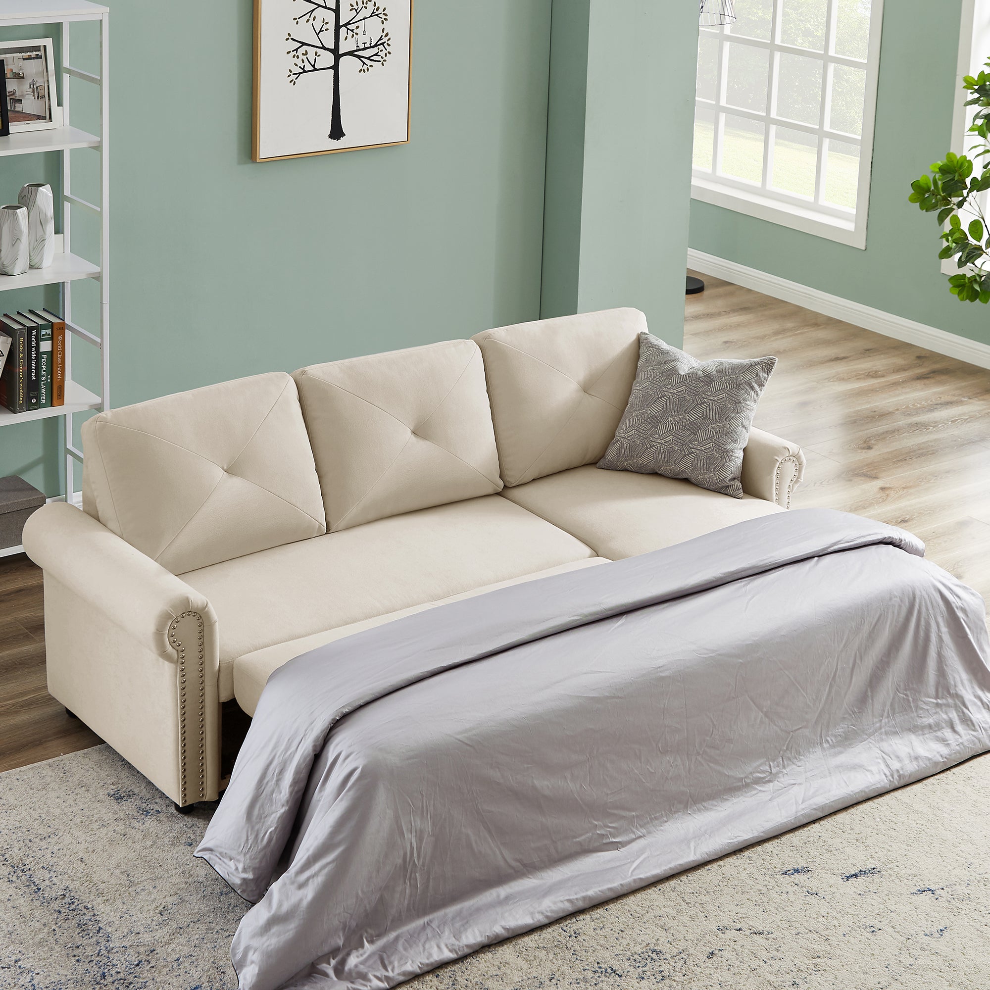 Orisfur. 83" Sleeper Sofa Bed Convertible Sectional Couch, 3-Seater L-Shape Corner Couch with Storage Chaise for Living Room Apartment - Atlantic Fine Furniture Inc