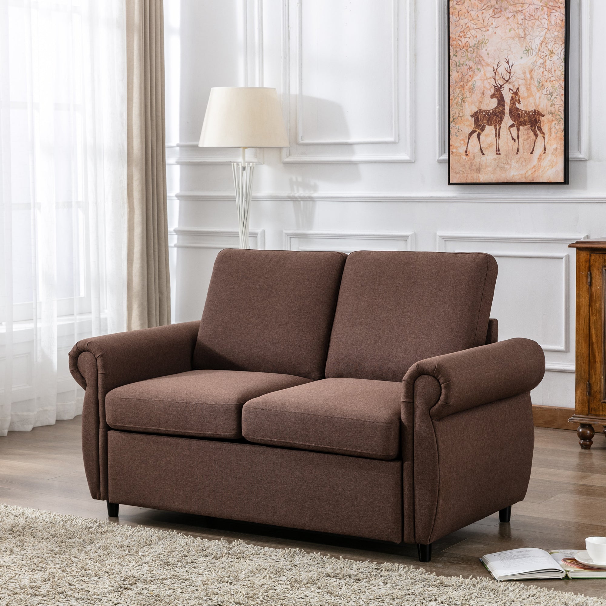 Orisfur Pull Out Sofa Bed Loveseat Sleeper with Twin Size Memory Mattress for Living Room Spaces - Atlantic Fine Furniture Inc