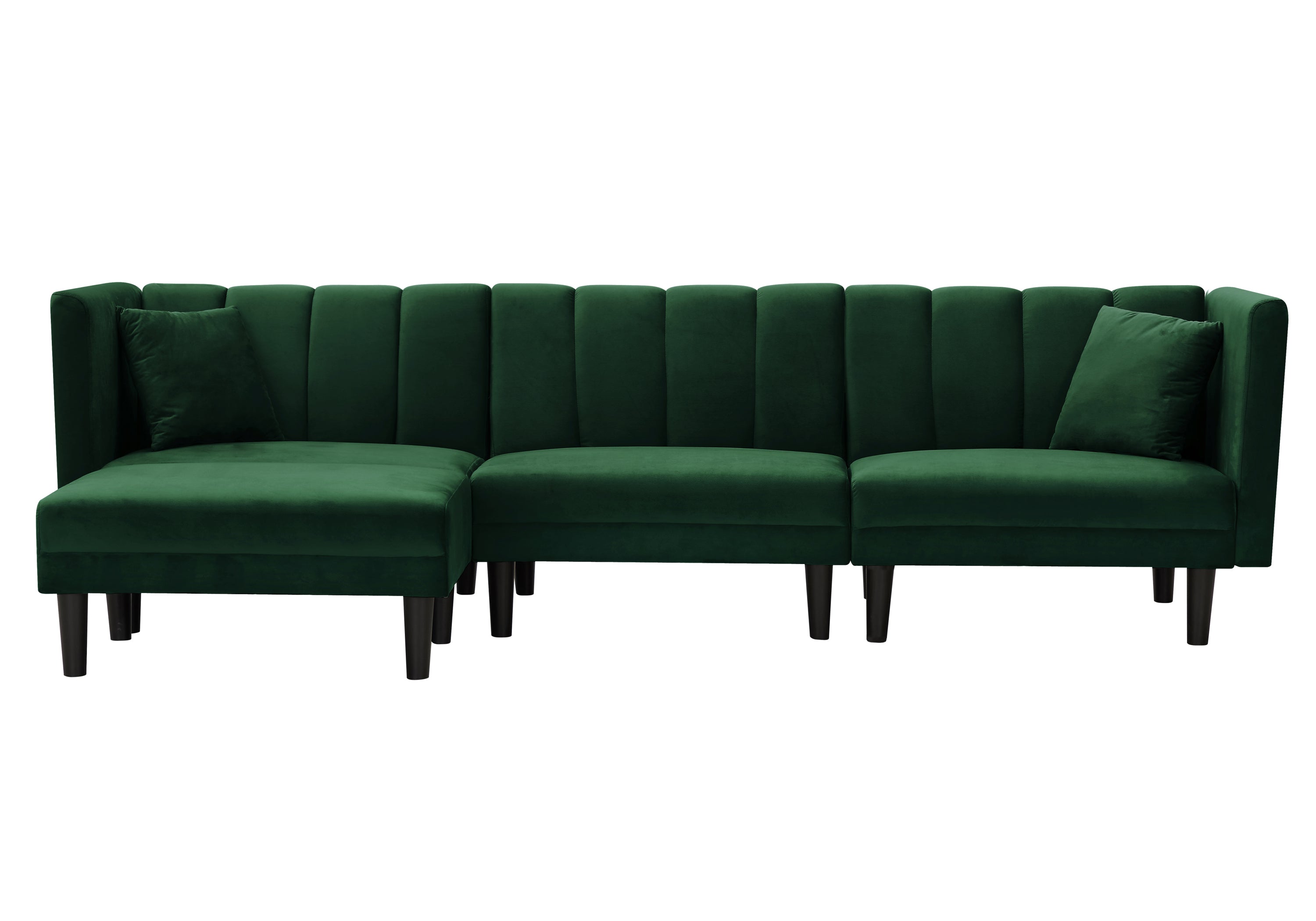 REVERSIBLE SECTIONAL SOFA SLEEPER WITH 2 PILLOWS DARK GREEN VELVET(W223S00093) - Atlantic Fine Furniture Inc