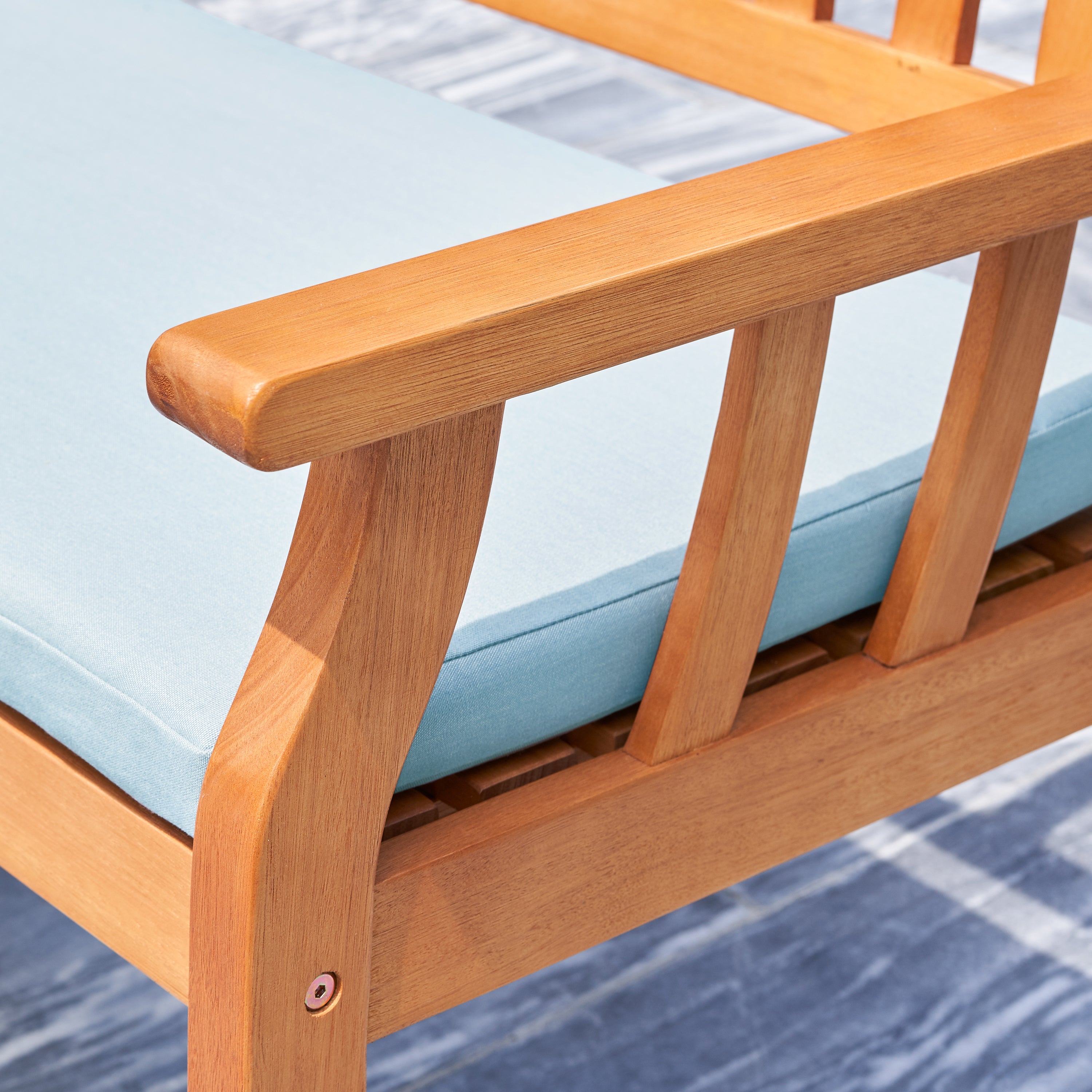 Kapalua Honey Nautical Eucalyptus Wooden Outdoor Garden Bench - Atlantic Fine Furniture Inc
