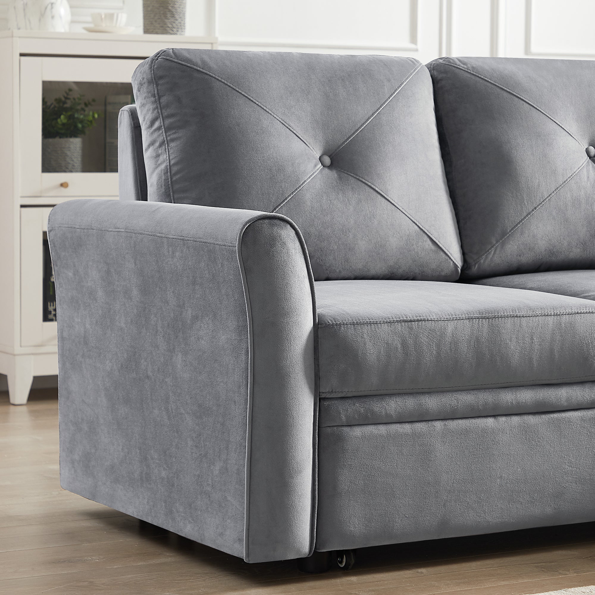 Orisfur. 83" Pull Out Sleeper Sofa Reversible L-Shape 3 Seat Sectional Couch with Storage for Living Room Furniture Set - Atlantic Fine Furniture Inc