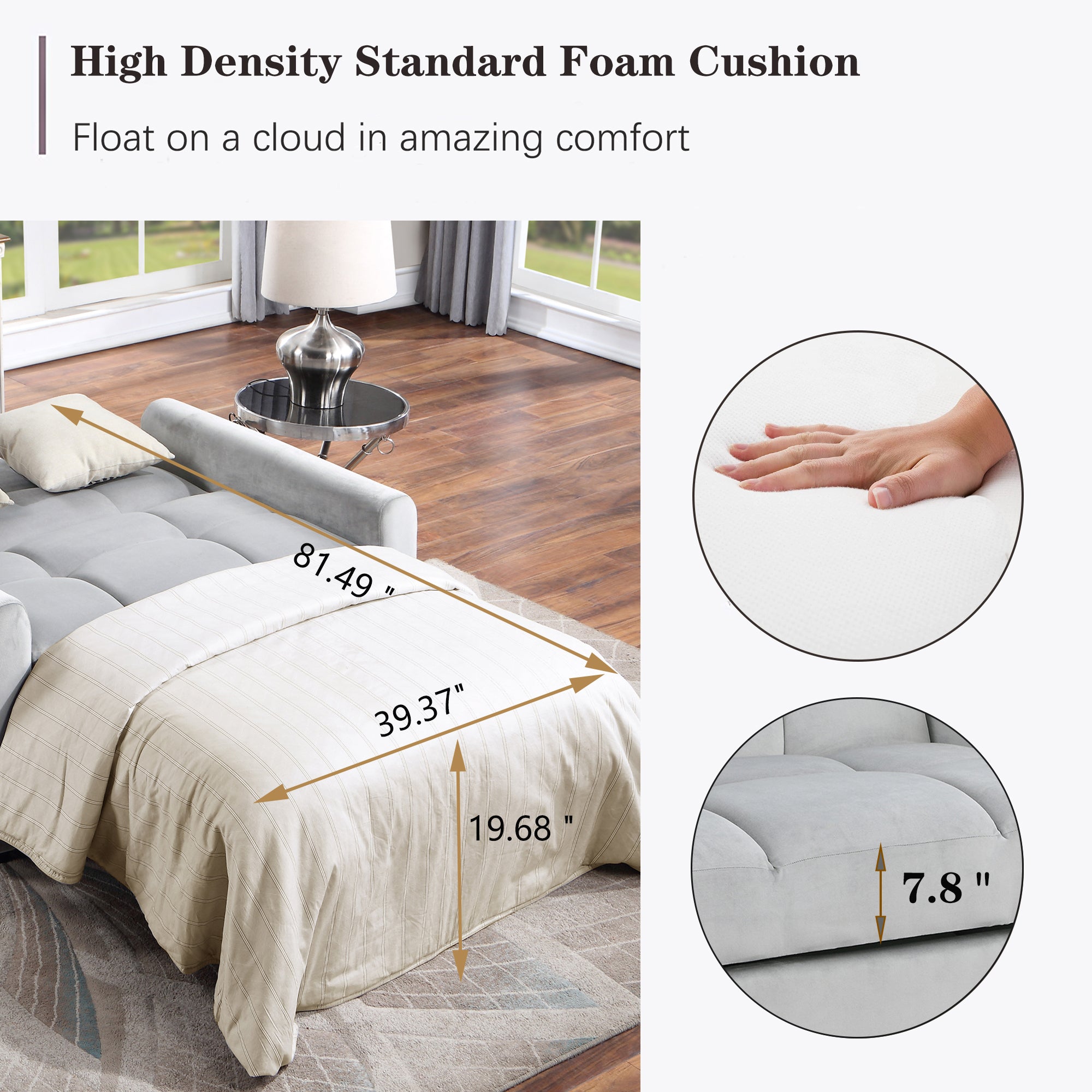 Orisfur. 50" Convertible Sleeper Bed, Adjustable Oversized Armchair with Dual USB Ports for Small Space - Atlantic Fine Furniture Inc