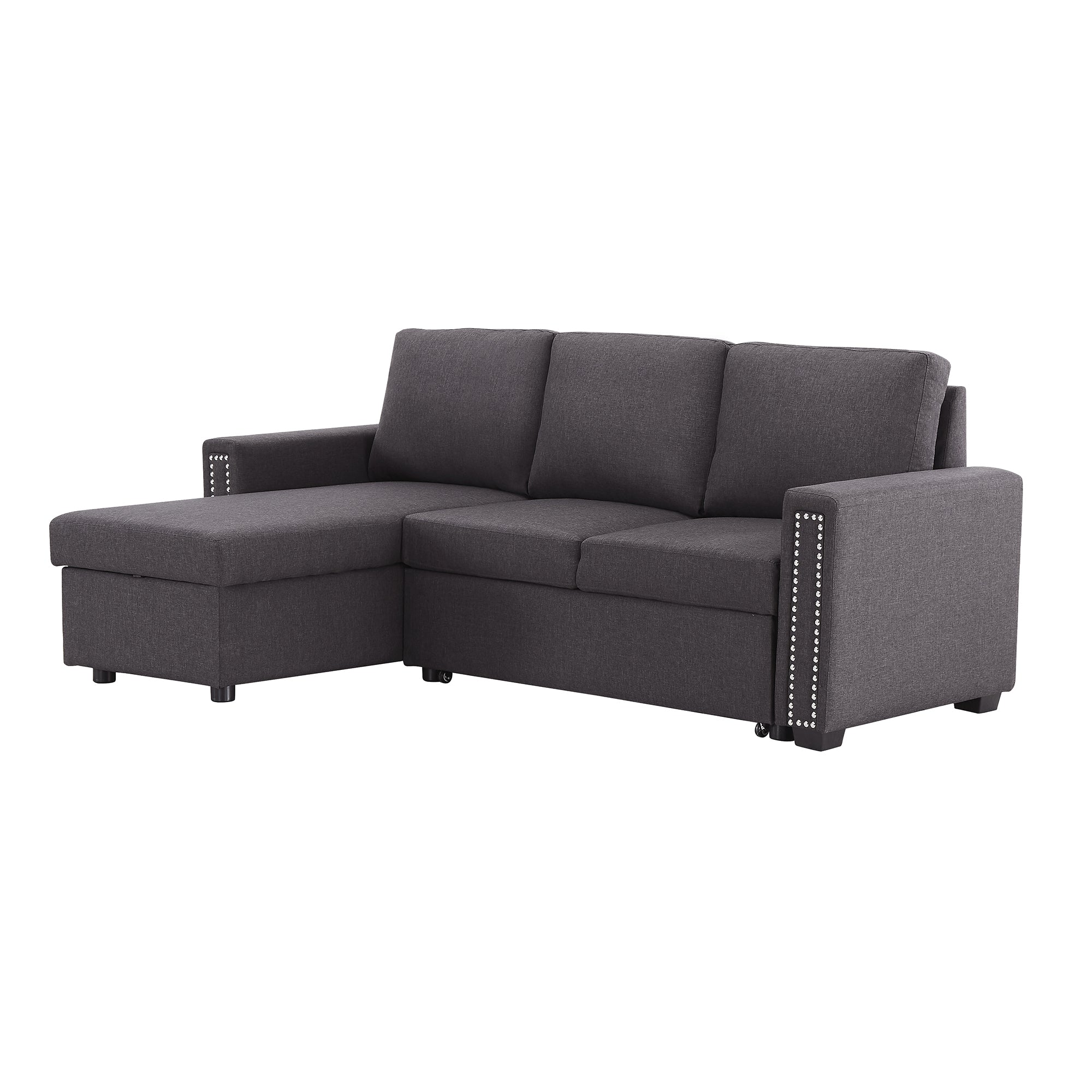 Orisfur. 83" Pull Out Sleeper Sofa Reversible L-Shape 3 Seat Sectional Couch with Storage Chaise for Living Room Furniture Set - Atlantic Fine Furniture Inc