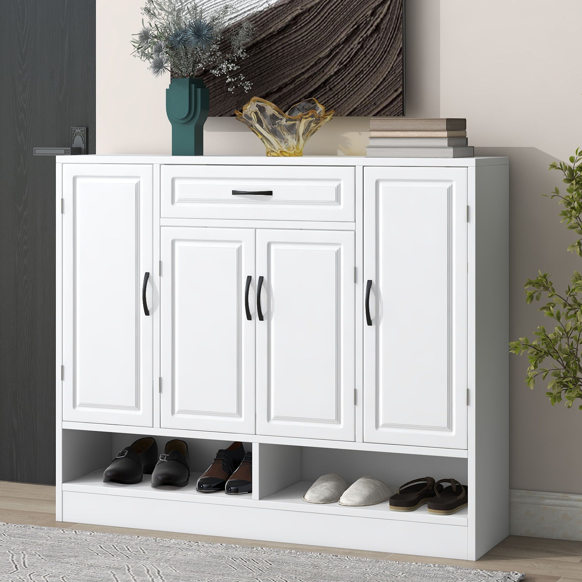 Versatile Shoe Cabinet with 3 Flip Drawers, Maximum Storage Entryway  Organizer with Drawer, Free Standing Shoe Rack with Pull-down Seat for  Hallway