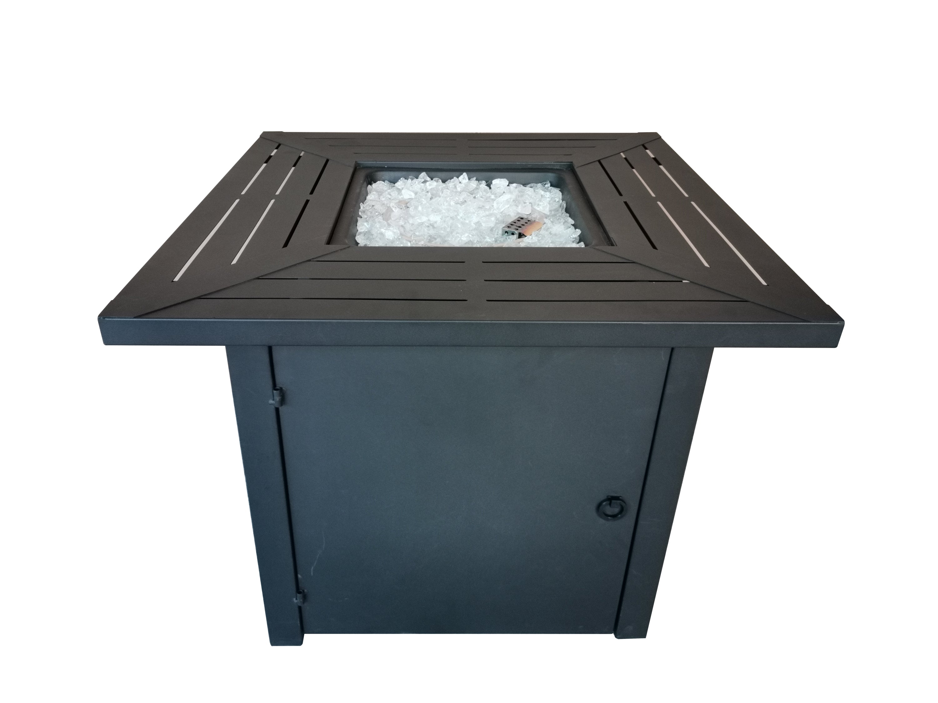 Belitung Black Metal Square Fire Pit Table with Glass Rocks - Atlantic Fine Furniture Inc