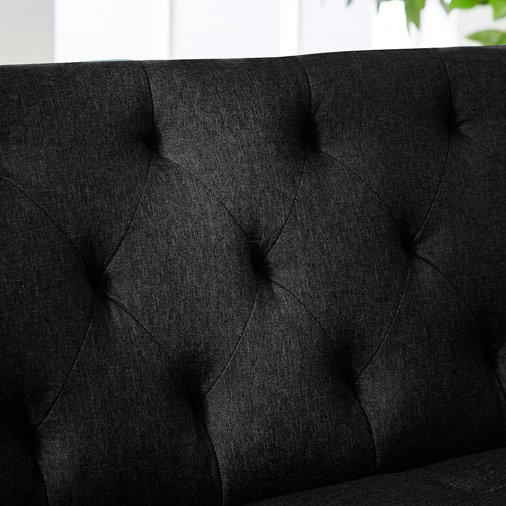 Modern Convertible Folding Futon Sofa Bed , Black Fabric Sleeper Sofa Couch for Compact Living Space. - Atlantic Fine Furniture Inc