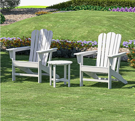 Outdoor Adirondack Chair Patio Lounge Chairs Classic Design
HDPE Poly Lumber Weather Resistant Patio Chairs for Garden, Deck, Backyard,
Pool, Porch, 350lb Weight Capacity(White) - Atlantic Fine Furniture Inc