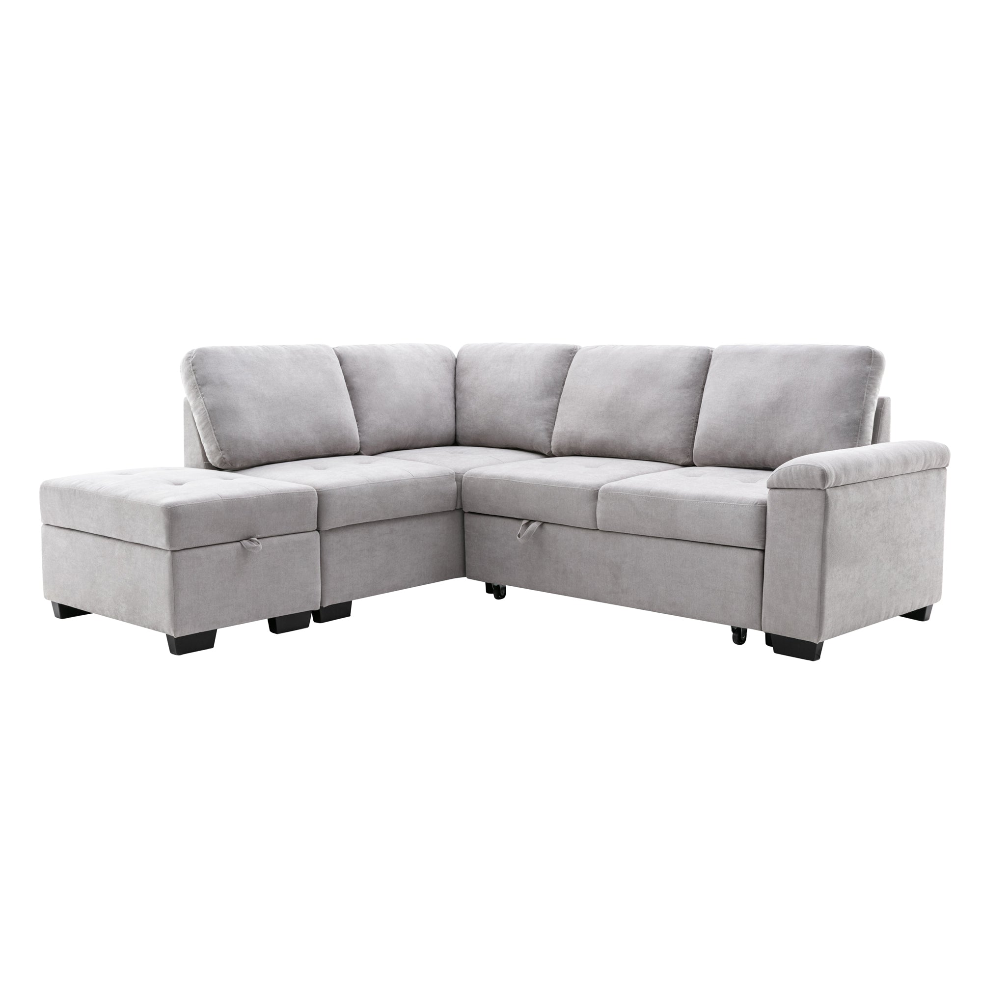 Orisfur. 86" Sleeper Sectional Sofa, L-Shape Corner Couch Sofa-Bed with Storage Ottoman & Hidden Arm Storage for Living Room Apartment - Atlantic Fine Furniture Inc