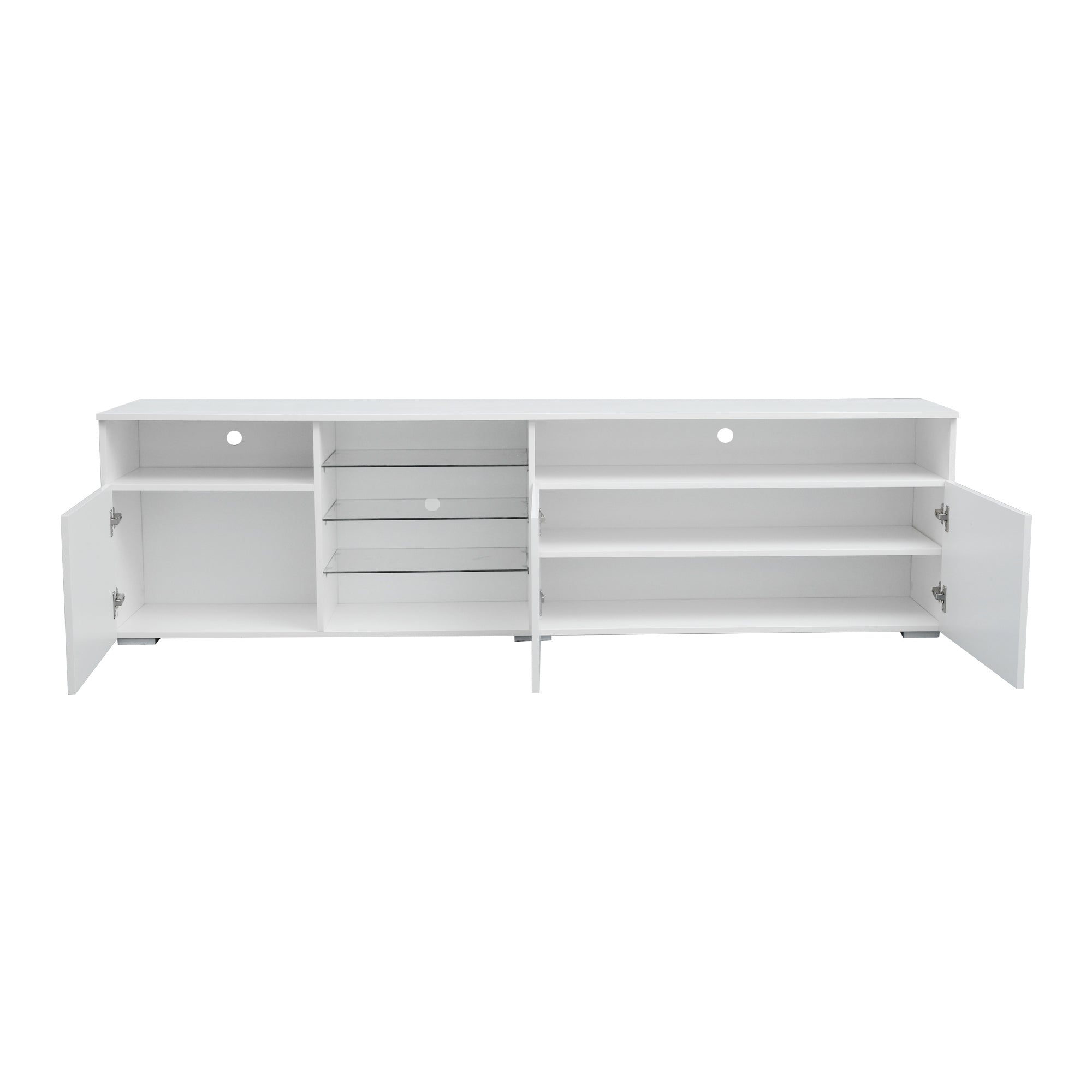 TV Stand High Gloss Doors Modern TV Stand LED (White) - Atlantic Fine Furniture Inc
