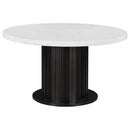 Sherry - Round Marble Top Dining Table - Rustic Espresso - Atlantic Fine Furniture Inc