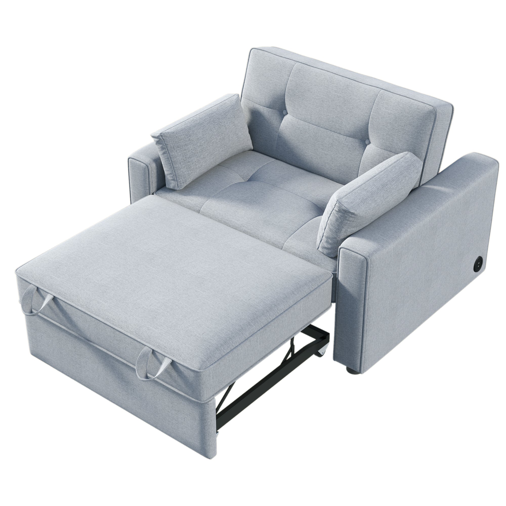 Orisfur. 48" Convertible Sleeper Sofa Bed, Multi-Functional Adjustable Single Bed Chair with USB Port and 2 Pillows for Small Space - Atlantic Fine Furniture Inc