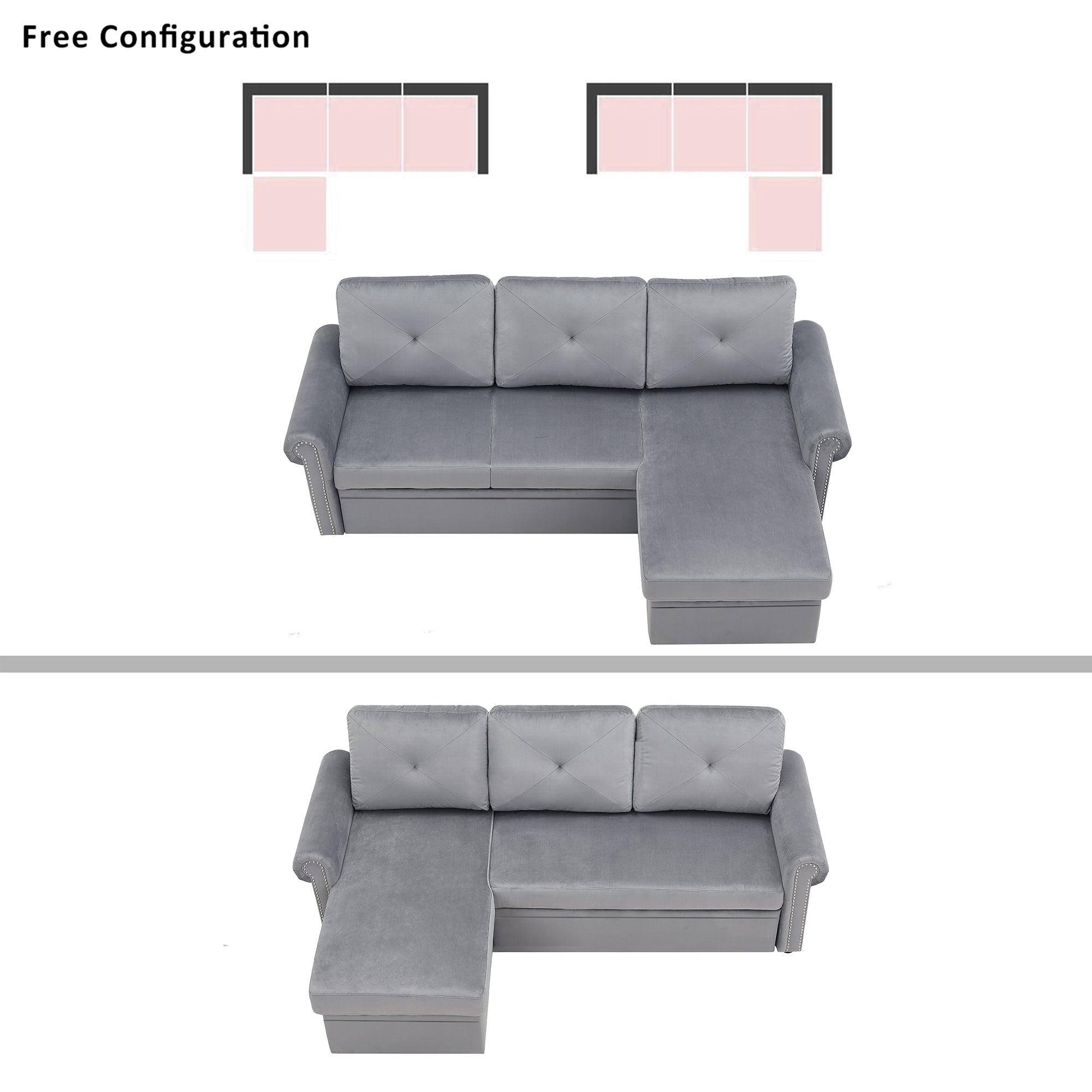 Orisfur. 83" Sleeper Sofa Bed Convertible Sectional Couch, 3-Seater L-Shape Corner Couch with Storage Chaise for Living Room Apartment - Atlantic Fine Furniture Inc