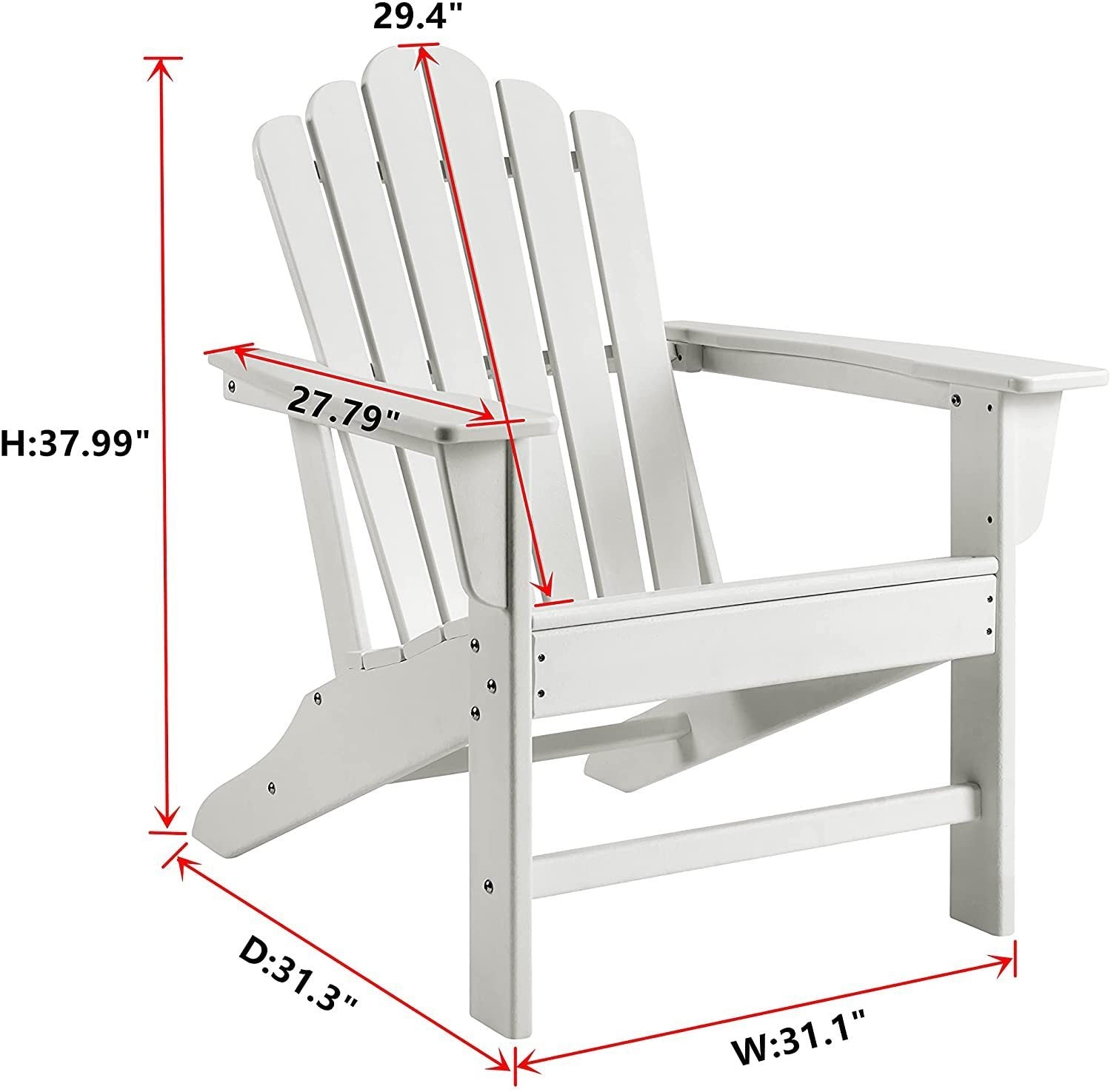 Classic Outdoor Adirondack Chair for Garden Porch Patio Deck Backyard, Weather Resistant Accent Furniture - Atlantic Fine Furniture Inc
