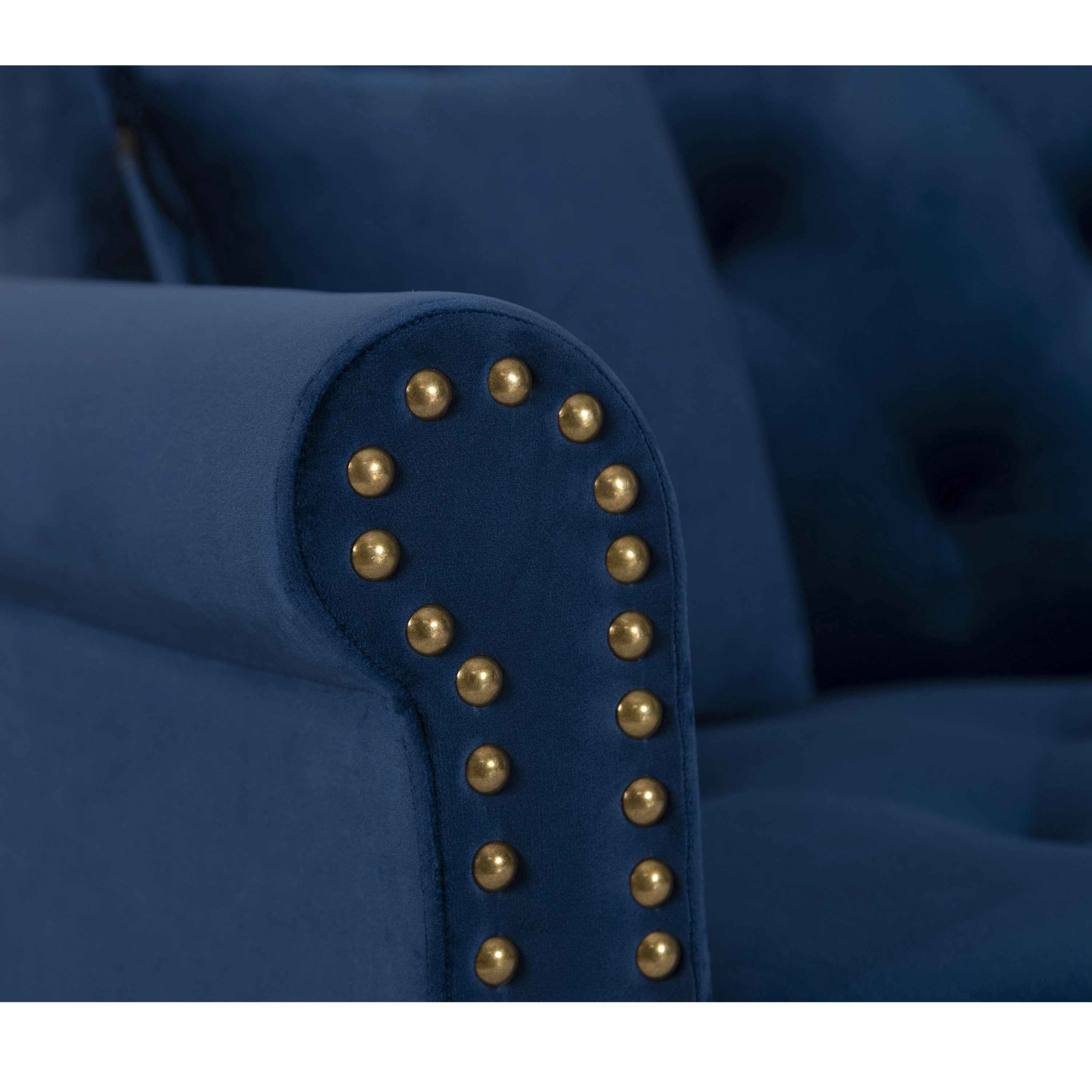 Convertible Sofa bed sleeper BLUE velvet (same as W223S00871、W223S00429。Size difference, See Details in page.) - Atlantic Fine Furniture Inc
