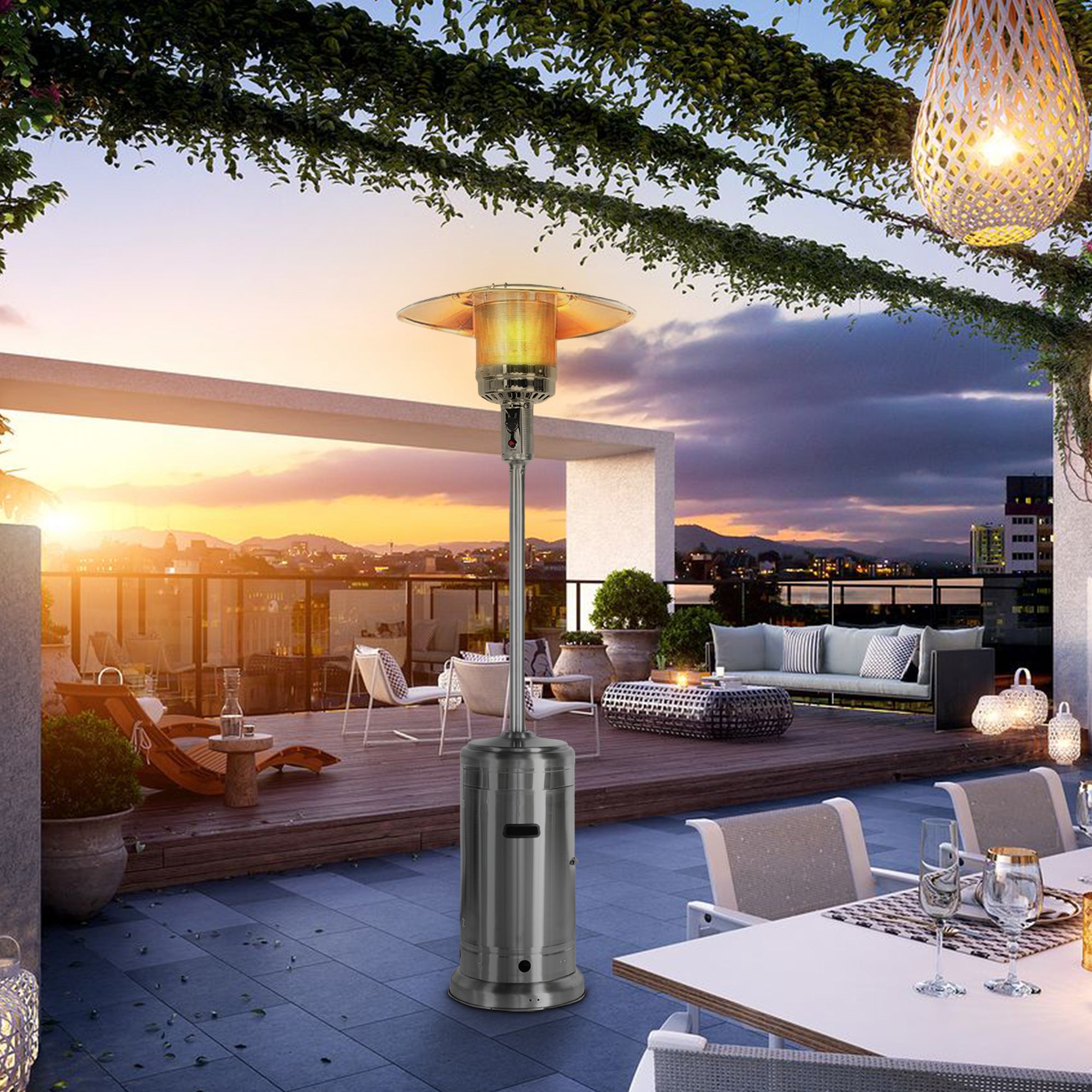 Outdoor Standing Stainless Steel 42,000 BTU Patio Heater - Atlantic Fine Furniture Inc