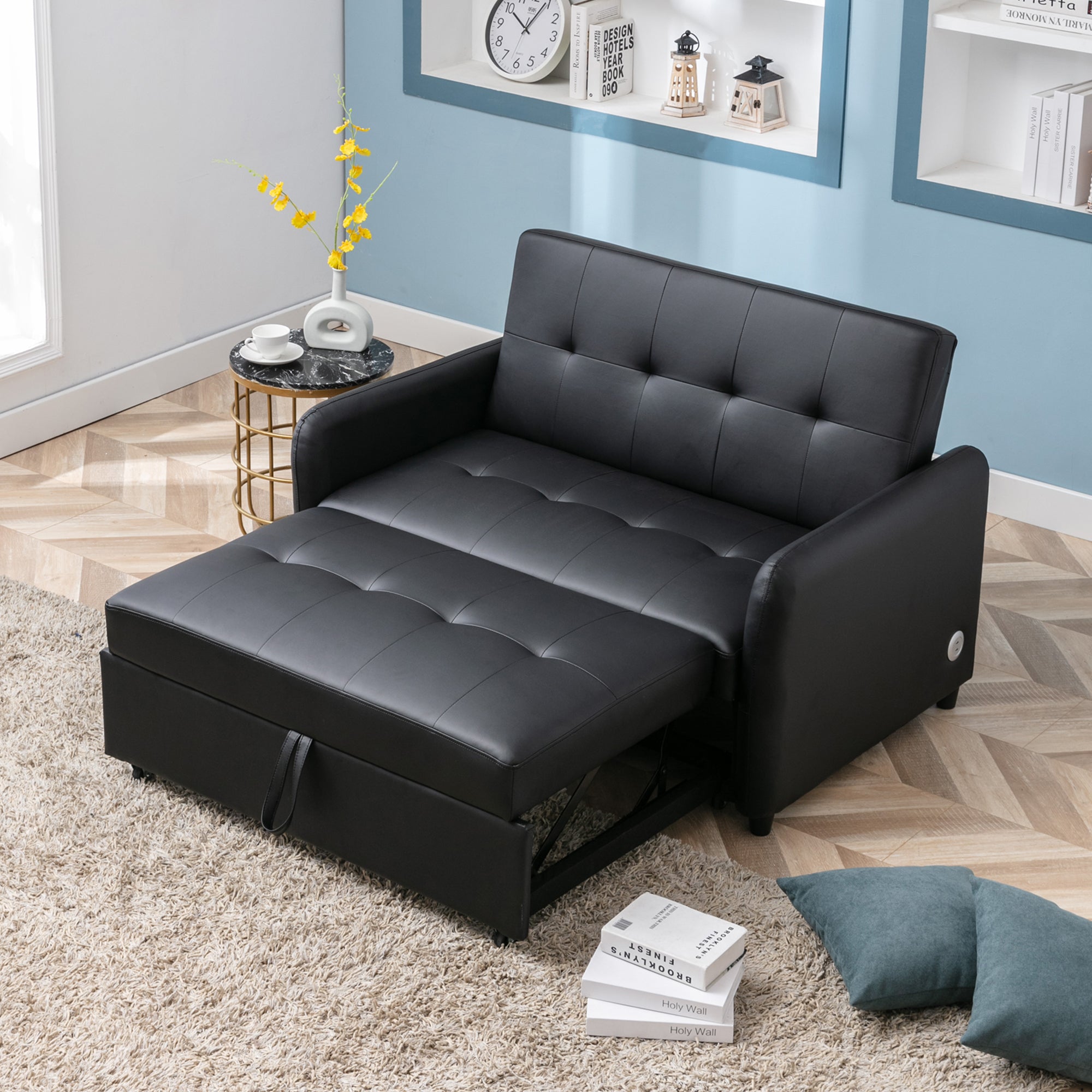 Orisfur. 51" Convertible Sleeper Bed, Adjustable Oversized Armchair with Dual USB Ports for Small Space - Atlantic Fine Furniture Inc