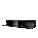 ON-TREND 4-Piece Wall Mount Floating TV Stand with See-through Media Storage Cabinet, Modern High Gloss Entertainment Center up to 70+ Inch TV, RGB Lights for Living Room, Home Theater, Black - Atlantic Fine Furniture Inc