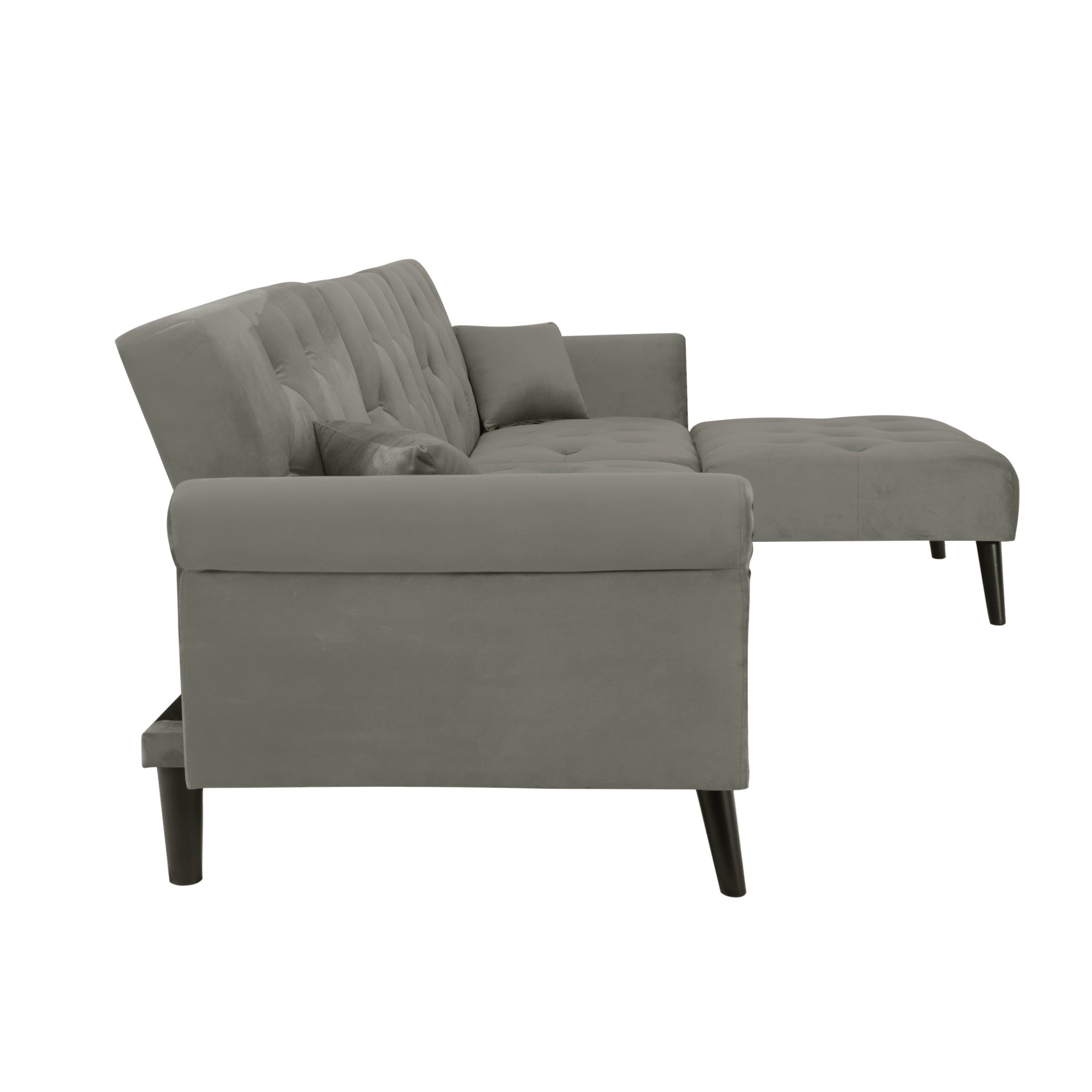 Convertible Sofa bed sleeper Light Grey velvet(W223S00002、W223S00708、W223S00870) - Atlantic Fine Furniture Inc