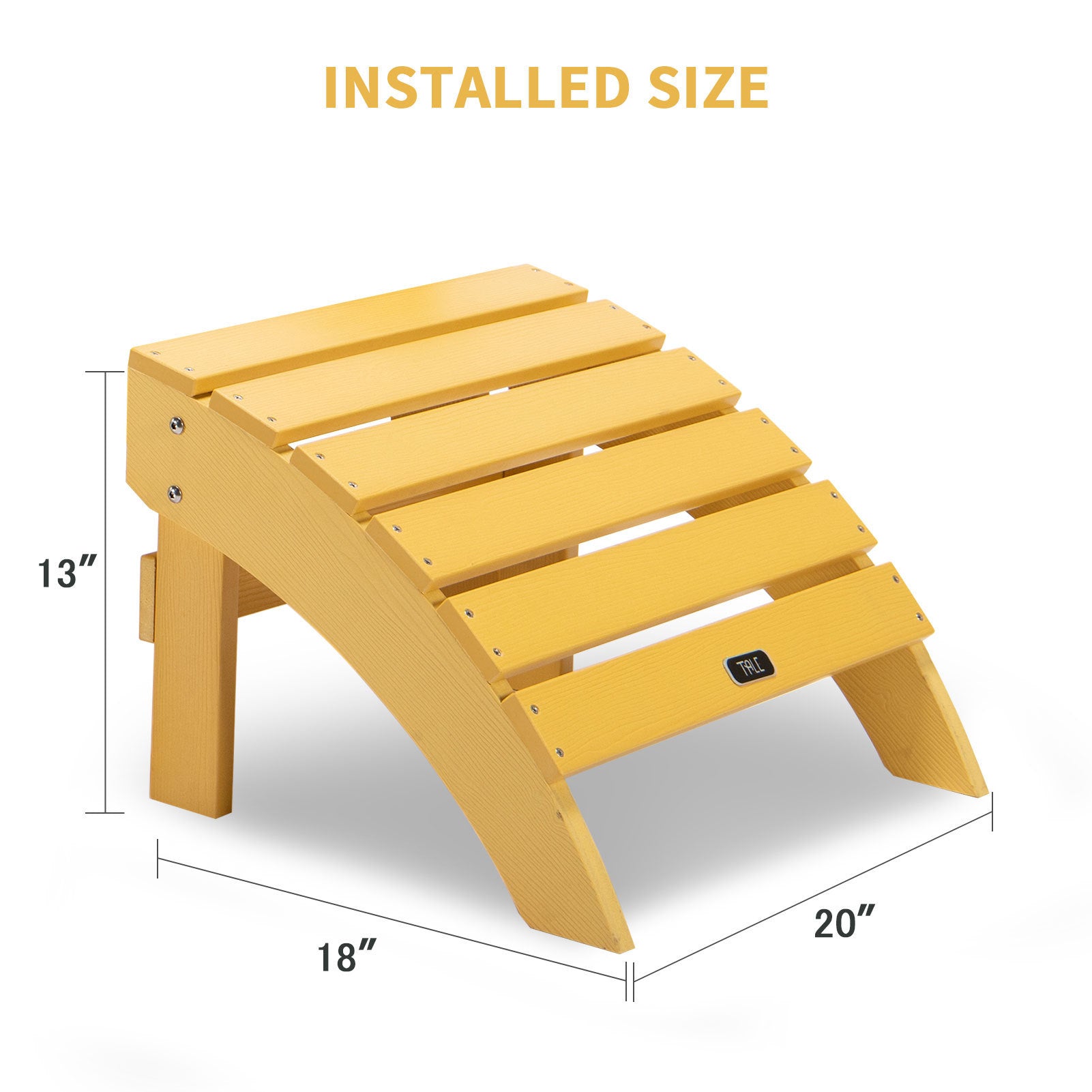 TALE Adirondack Ottoman Footstool All-Weather and Fade-Resistant Plastic Wood for Lawn Outdoor Patio Deck Garden Porch Lawn Furniture Yellow - Atlantic Fine Furniture Inc