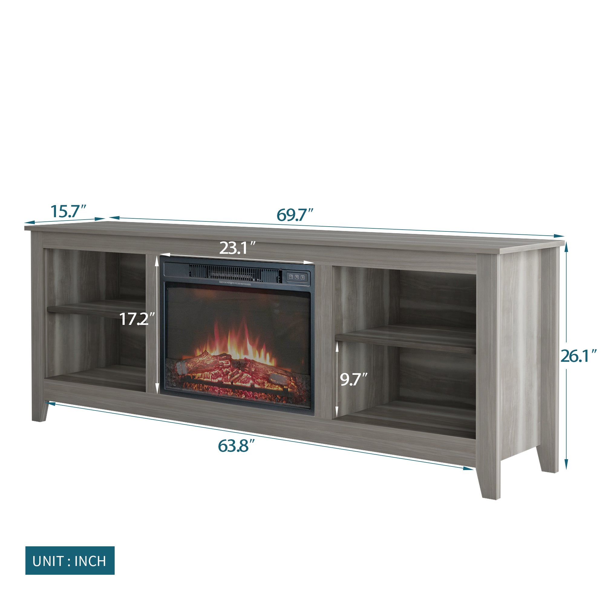 The television cabinet/ TV stand with an electronic fireplace,can be assembled in Lounge Room,Living Room or Bedroom,colour: Gray - Atlantic Fine Furniture Inc
