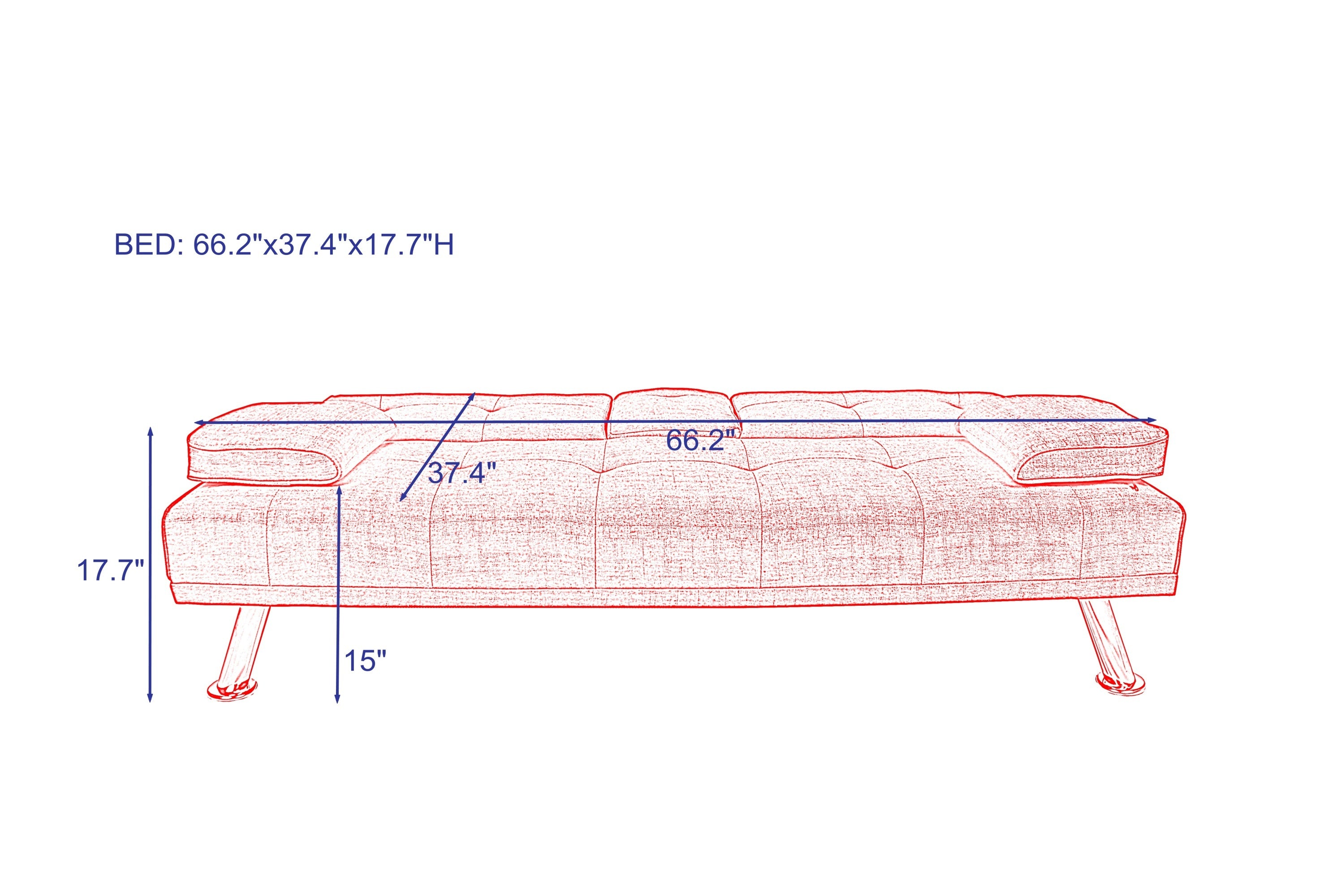 FUTON SOFA BED SLEEPER LIGHT GREY FABRIC(W22319412、W22332866) - Atlantic Fine Furniture Inc