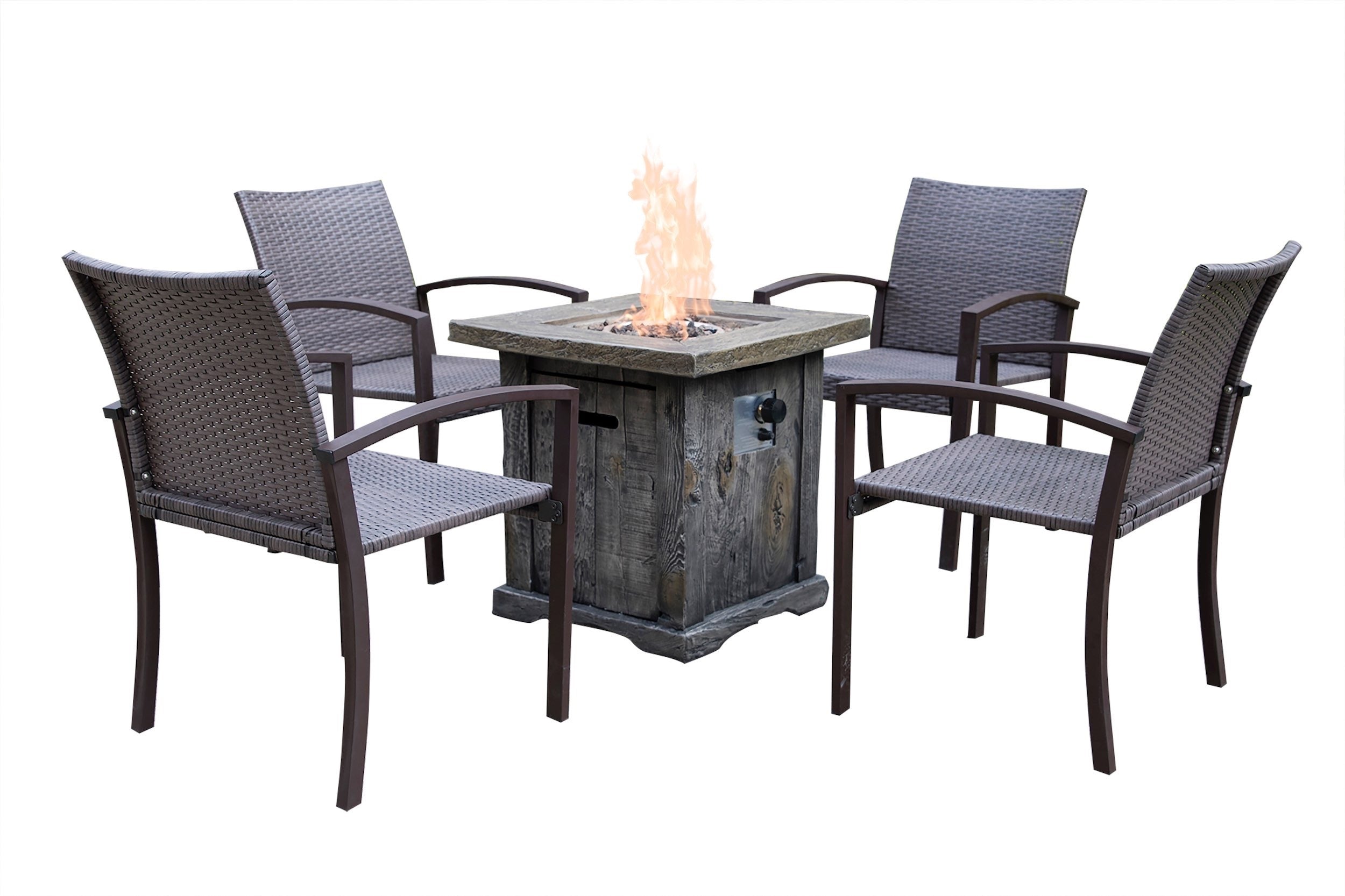 Santiago Wood Look Outdoor Gas Fire Pit - Atlantic Fine Furniture Inc
