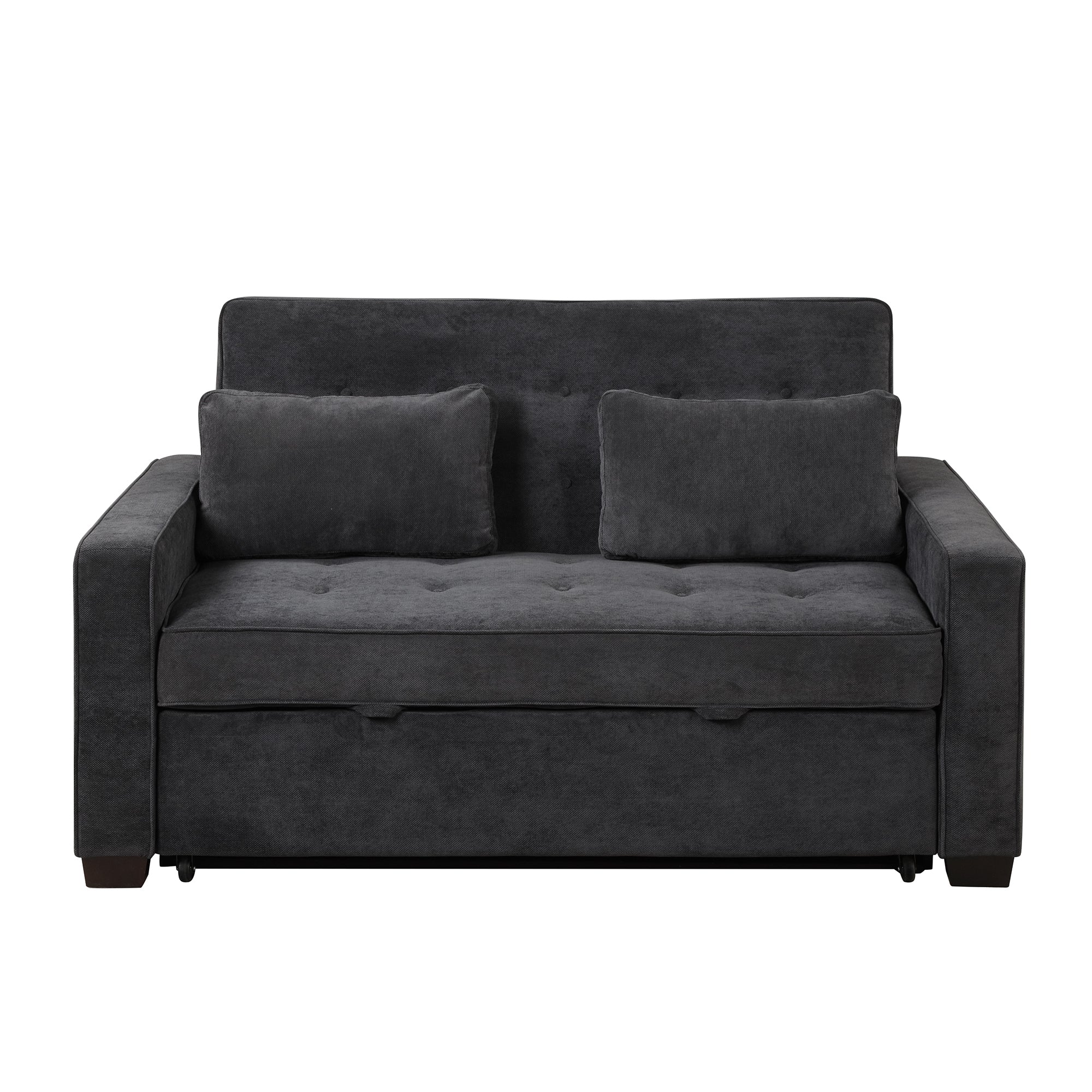 Orisfur. Linen Upholstered Sleeper Bed , Pull Out Sofa Bed Couch attached two throw pillows,Dual USB Charging Port and Adjustable Backrest for Living Room Space - Atlantic Fine Furniture Inc