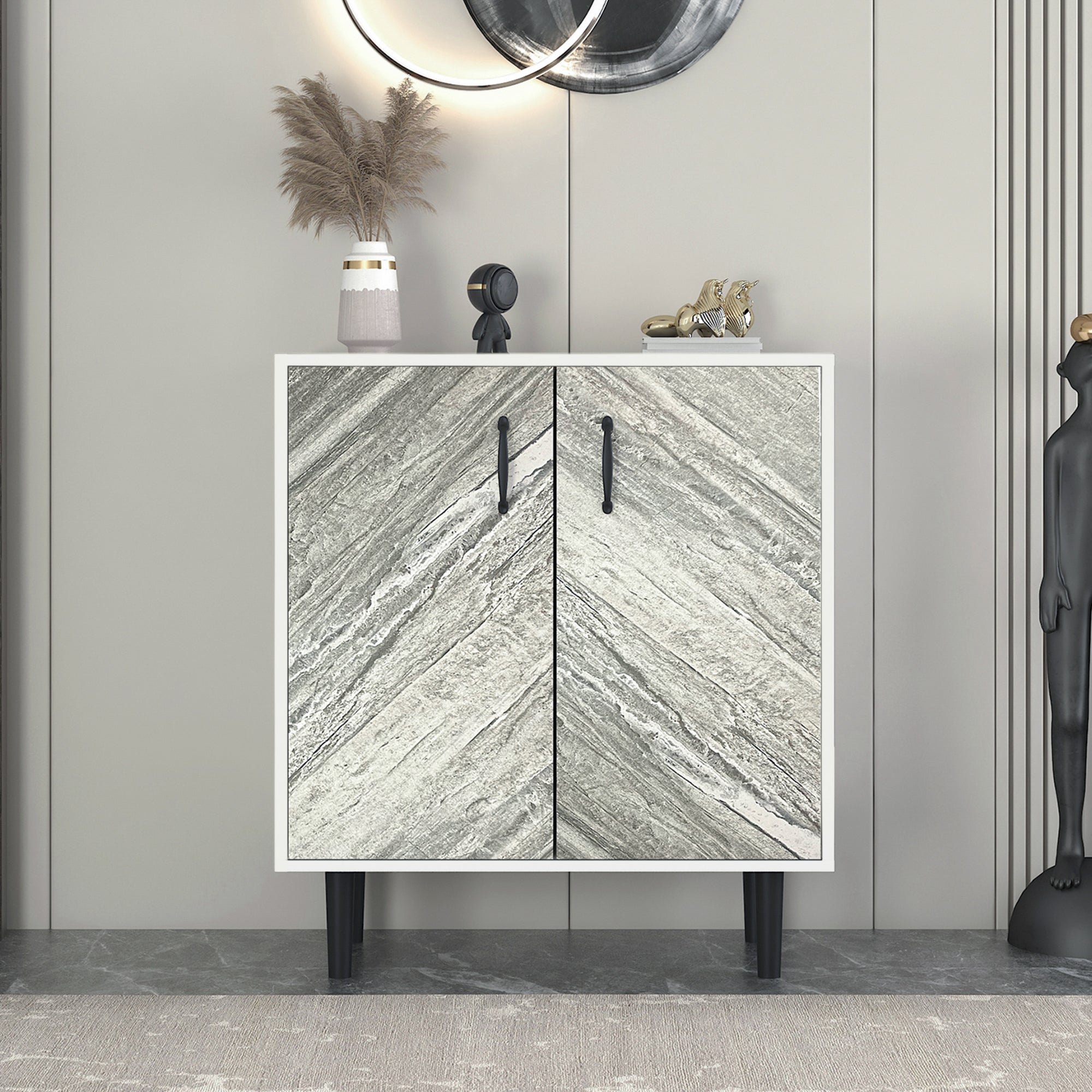 Buffet Cabinet with 2 Doors Modern, Freestanding Sideboard Storage Cabinet Entryway Floor Cabinet for Living Room Office Bedroom - Atlantic Fine Furniture Inc