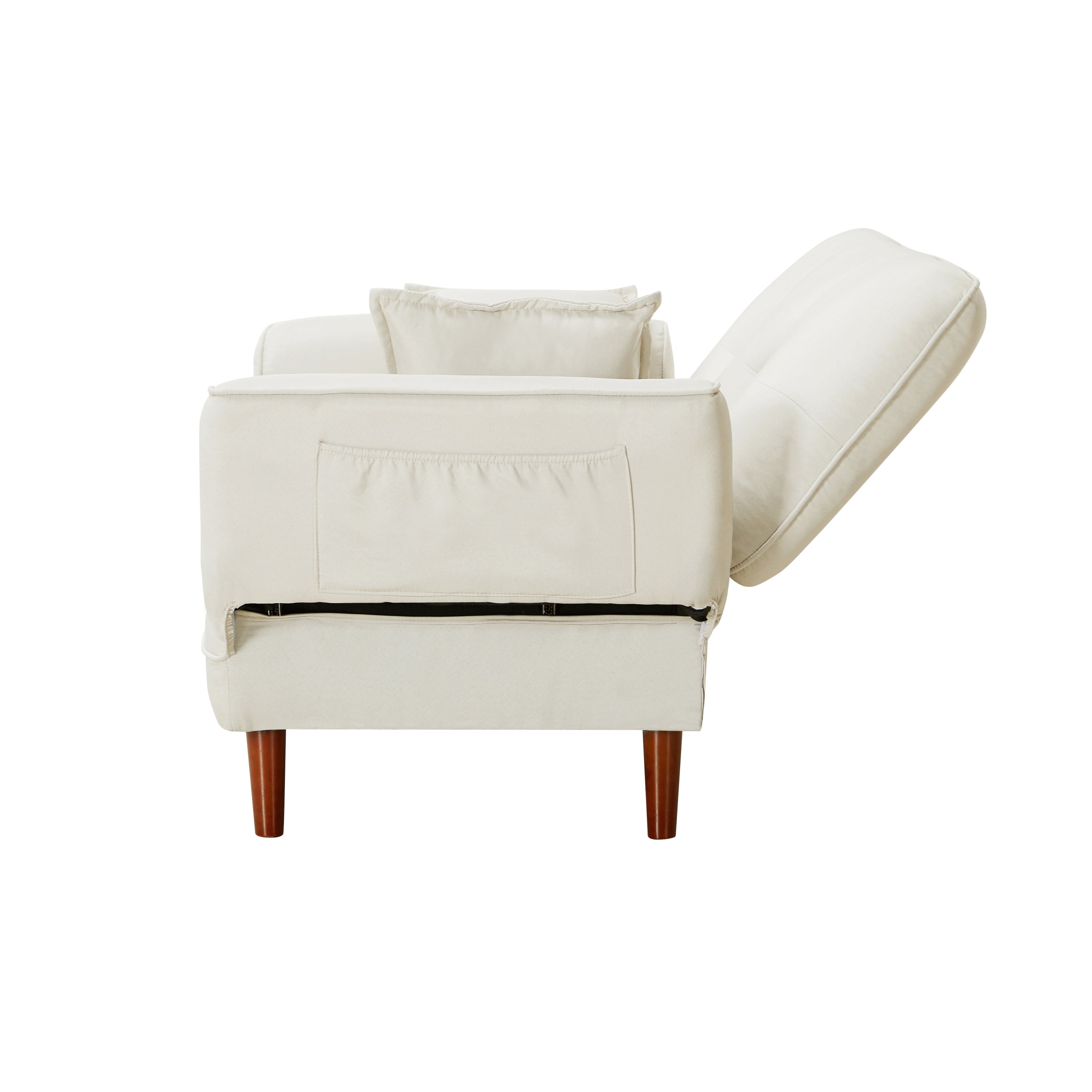 RELAX LOUNGE SOFA BED SLEEPER WITH 2 PILLOWS BEIGE FABRIC - Atlantic Fine Furniture Inc