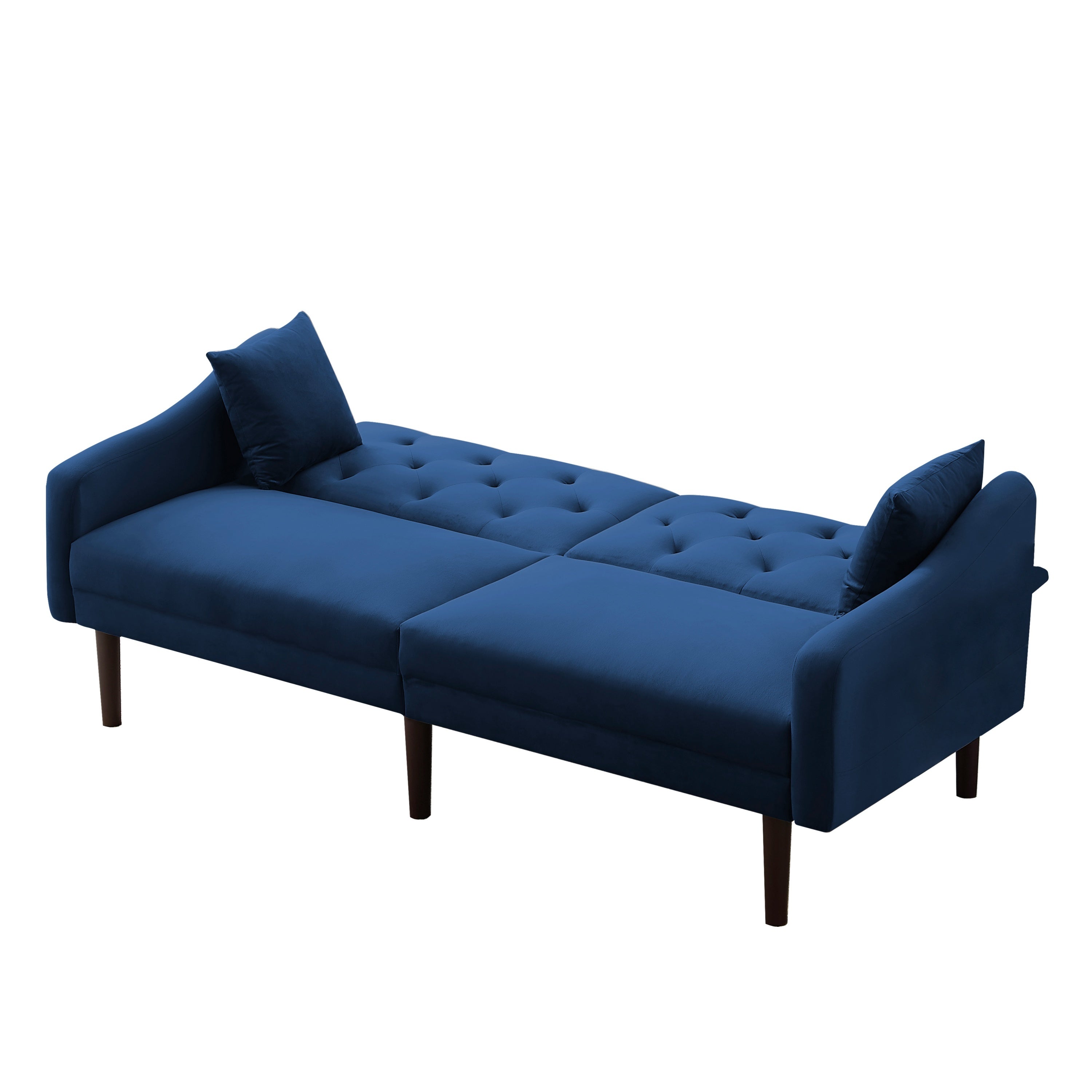 FUTON SOFA SLEEPER BLUE VELVET WITH 2 PILLOWS(same as W223S01366、W223S00358。Size difference, See Details in page.) ***Not available for sale on Walmart*** - Atlantic Fine Furniture Inc