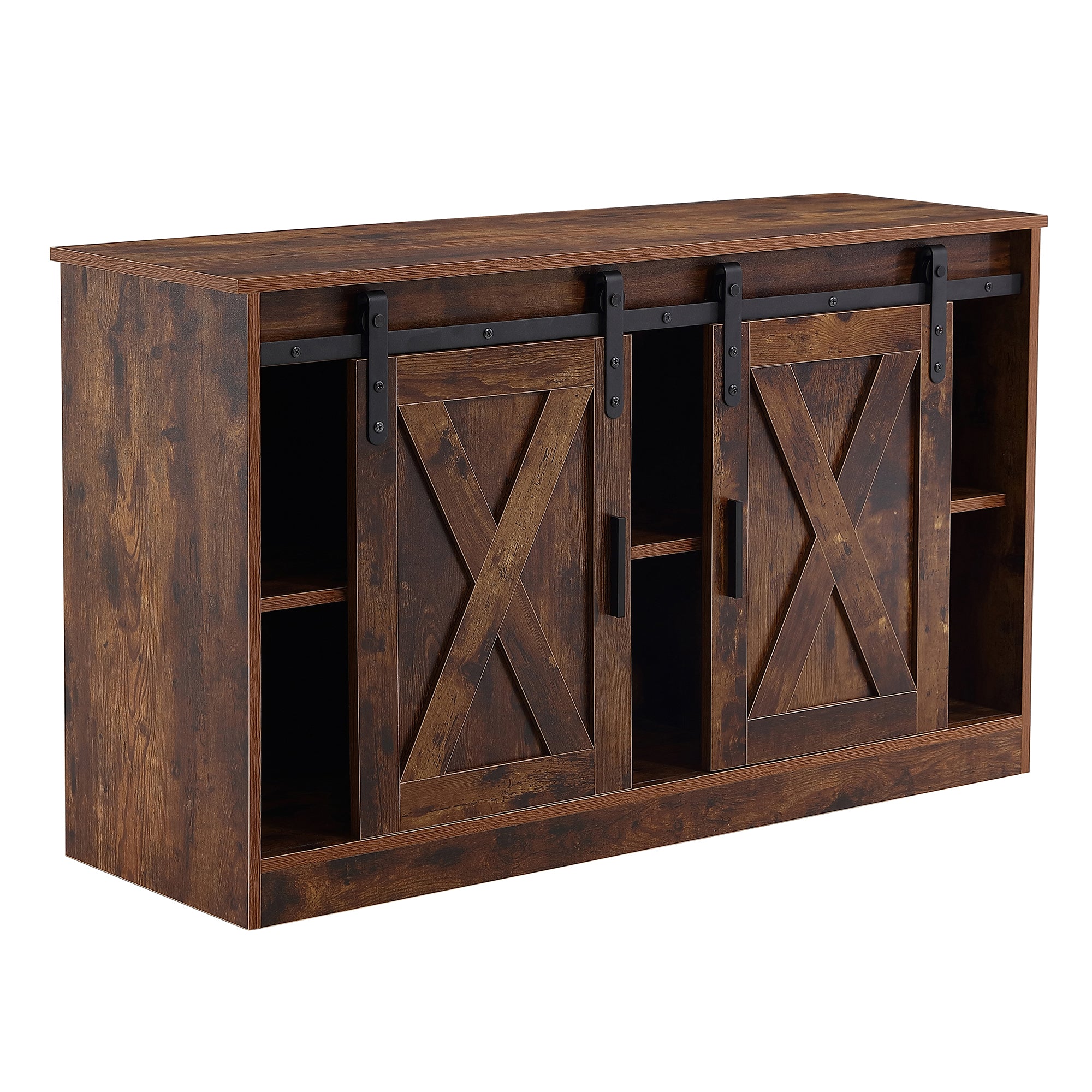 Rustic Brown decorative wooden TV / storage cabinet with two sliding barn doors, available for bedroom, living room,corridor. - Atlantic Fine Furniture Inc
