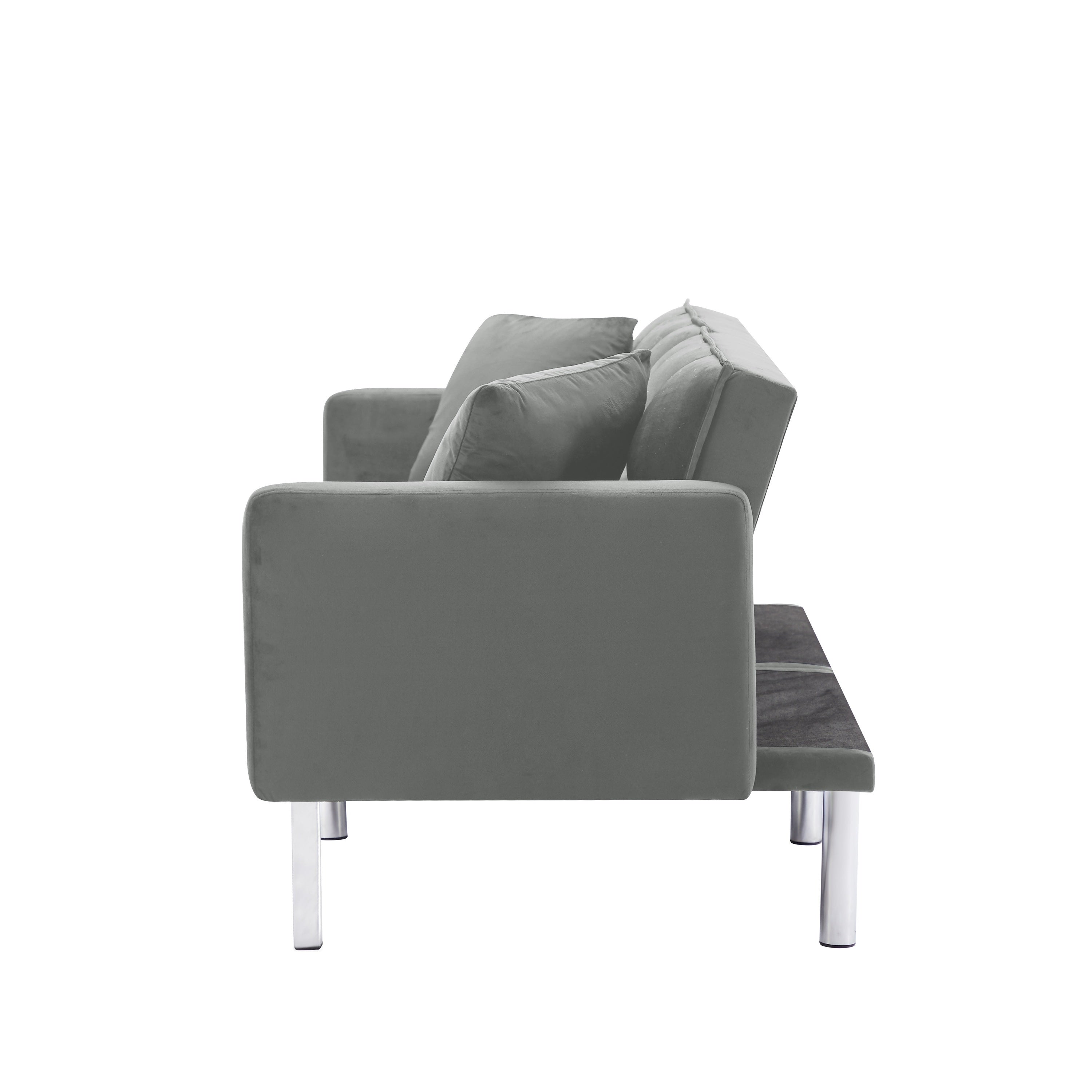 FUTON SOFA SLEEPER GREY VELVET WITH 2 PILLOWS(same asW223S01431、W223S01464。Size difference, See Details in page.
) - Atlantic Fine Furniture Inc