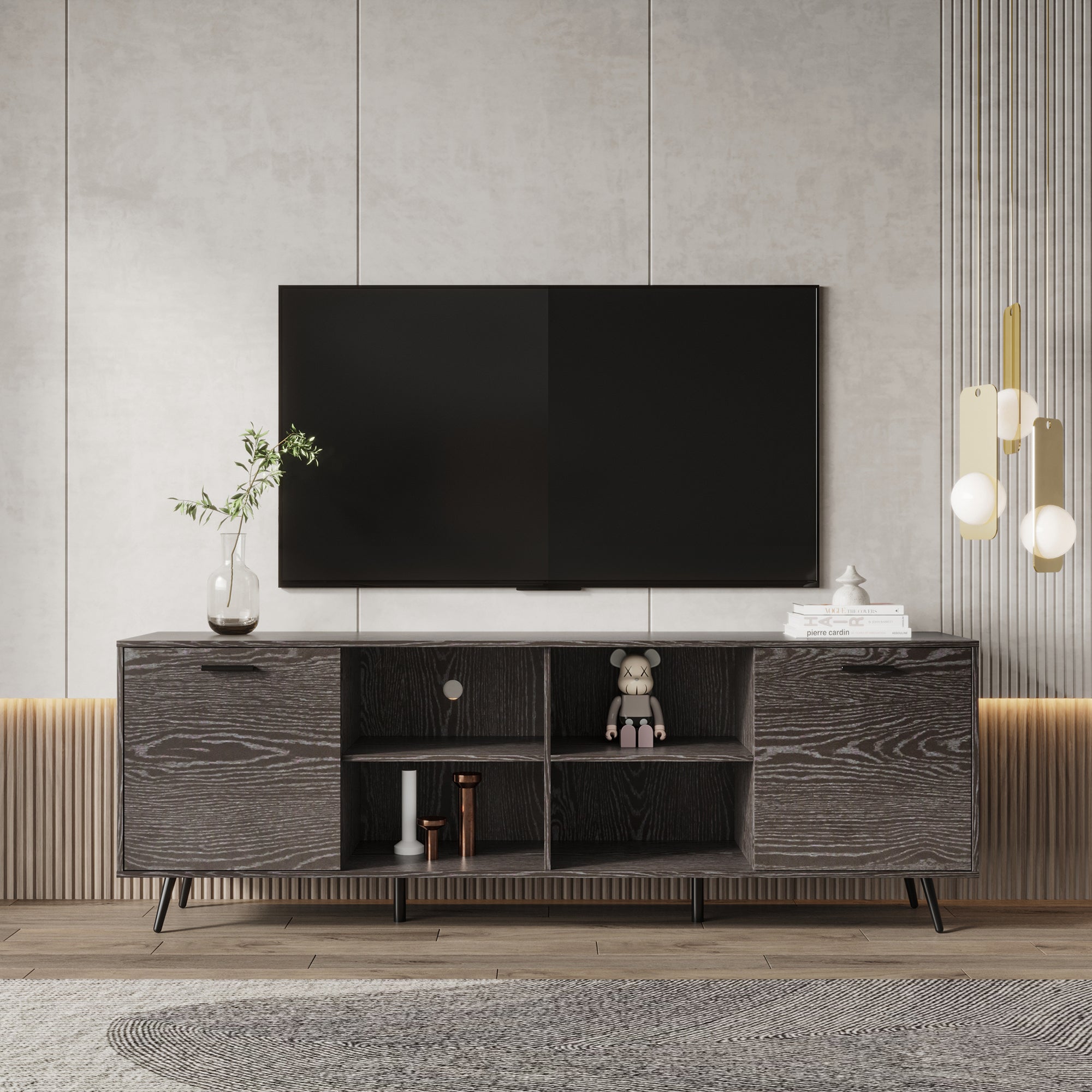 TV Stand Mid-Century Wood Modern Entertainment Center Adjustable Storage Cabinet TV Console for Living Room - Atlantic Fine Furniture Inc