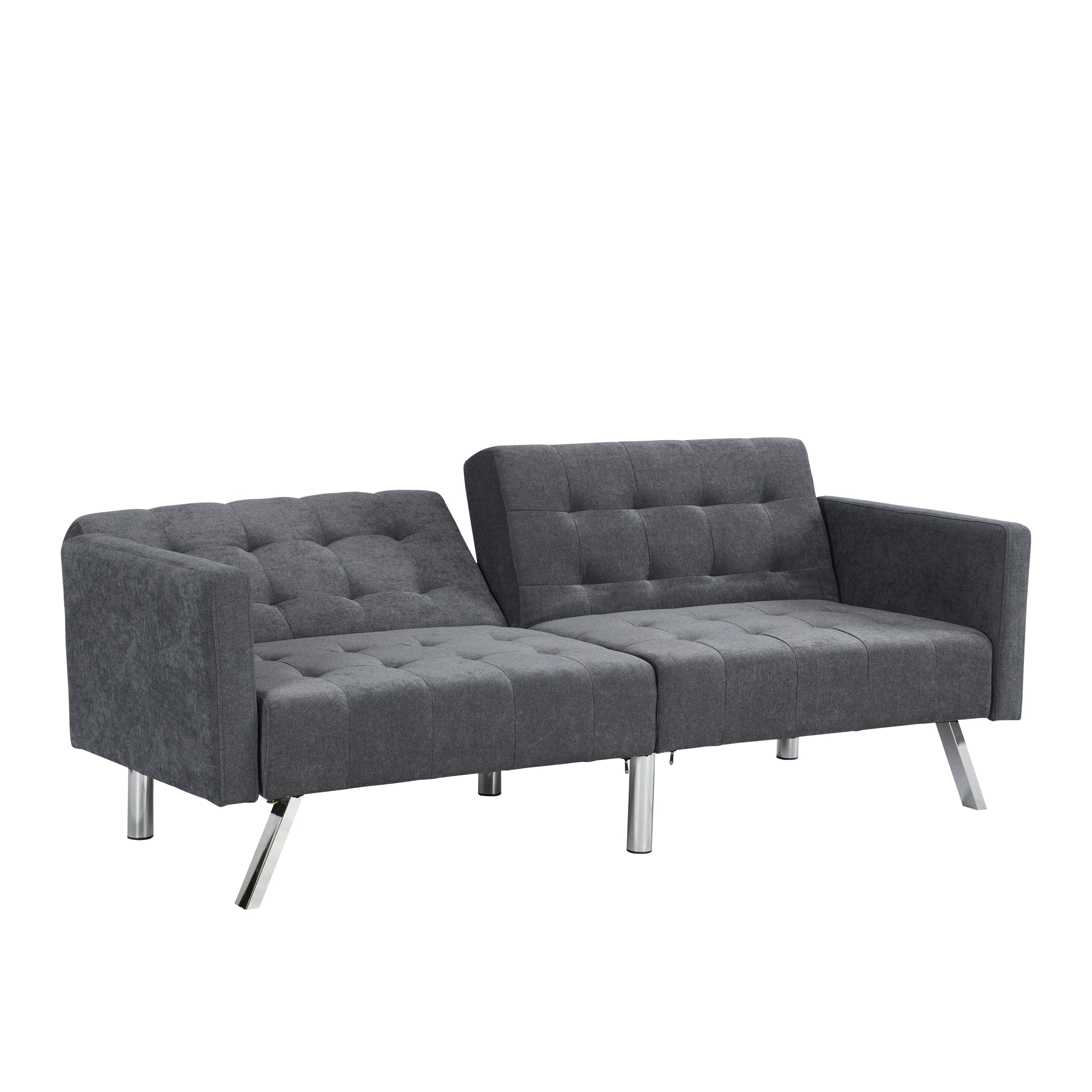 Sofa Bed Convertible Folding Dark Grey Lounge Couch Loveseat Sleeper Sofa Armrests Living Room Bedroom Apartment Reading Room - Atlantic Fine Furniture Inc