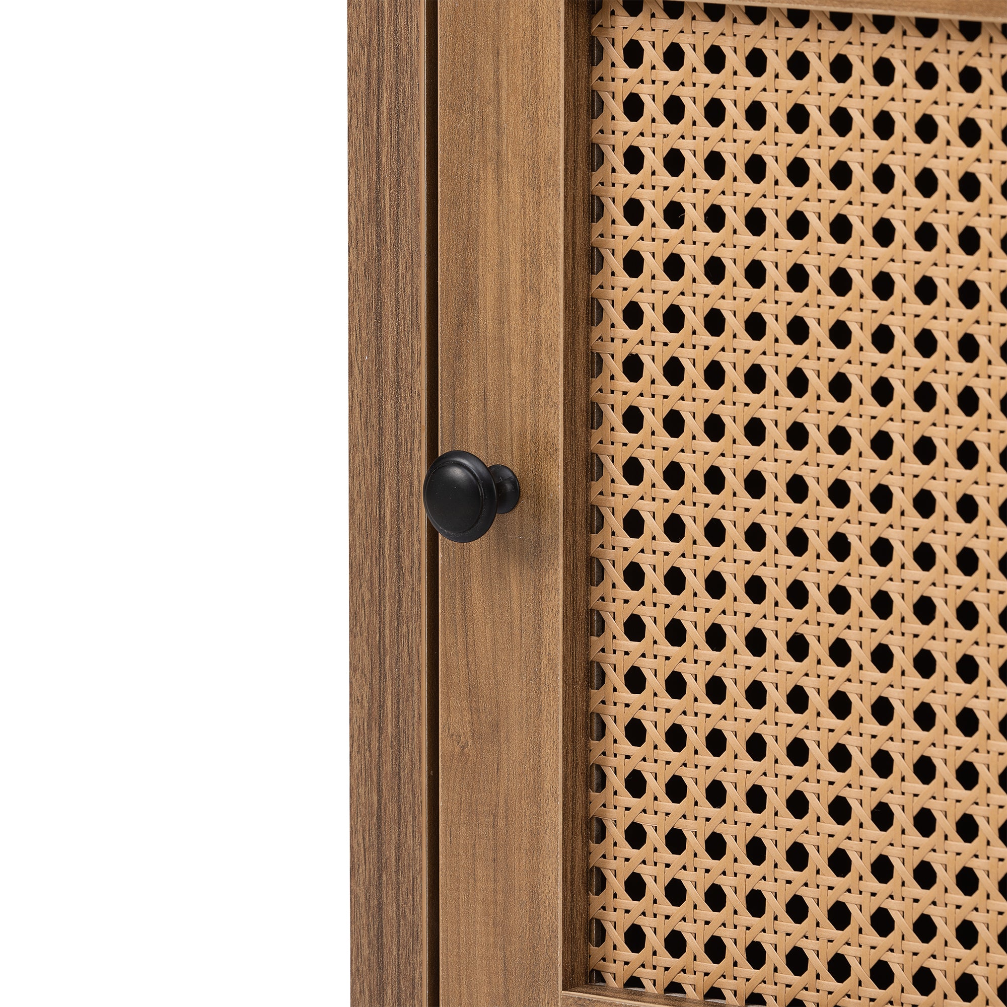 bedside cupboard,Bedside table, drawer cabinet, single door side cabinet, rattan cabinet door, yellow - Atlantic Fine Furniture Inc
