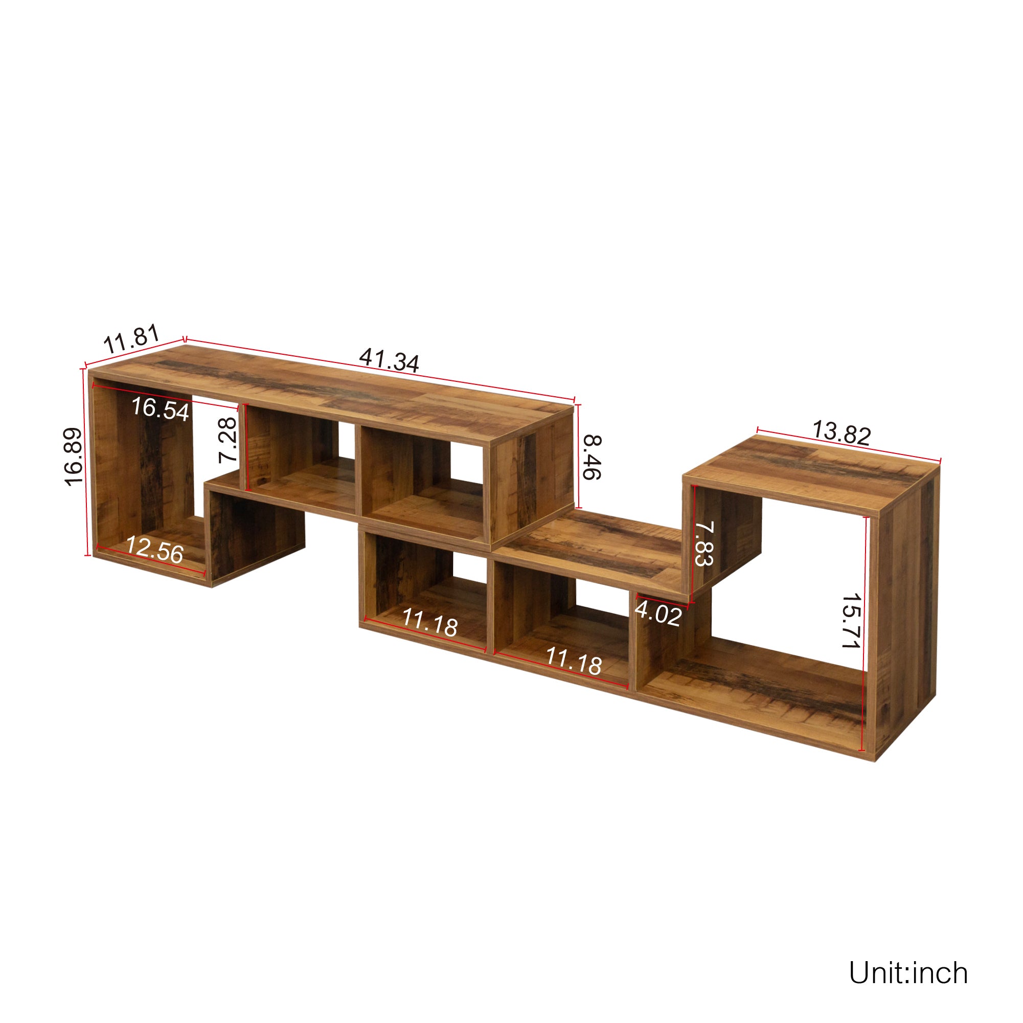 Double L-Shaped Oak TV Stand,Display Shelf ,Bookcase for Home Furniture,Fir Wood - Atlantic Fine Furniture Inc