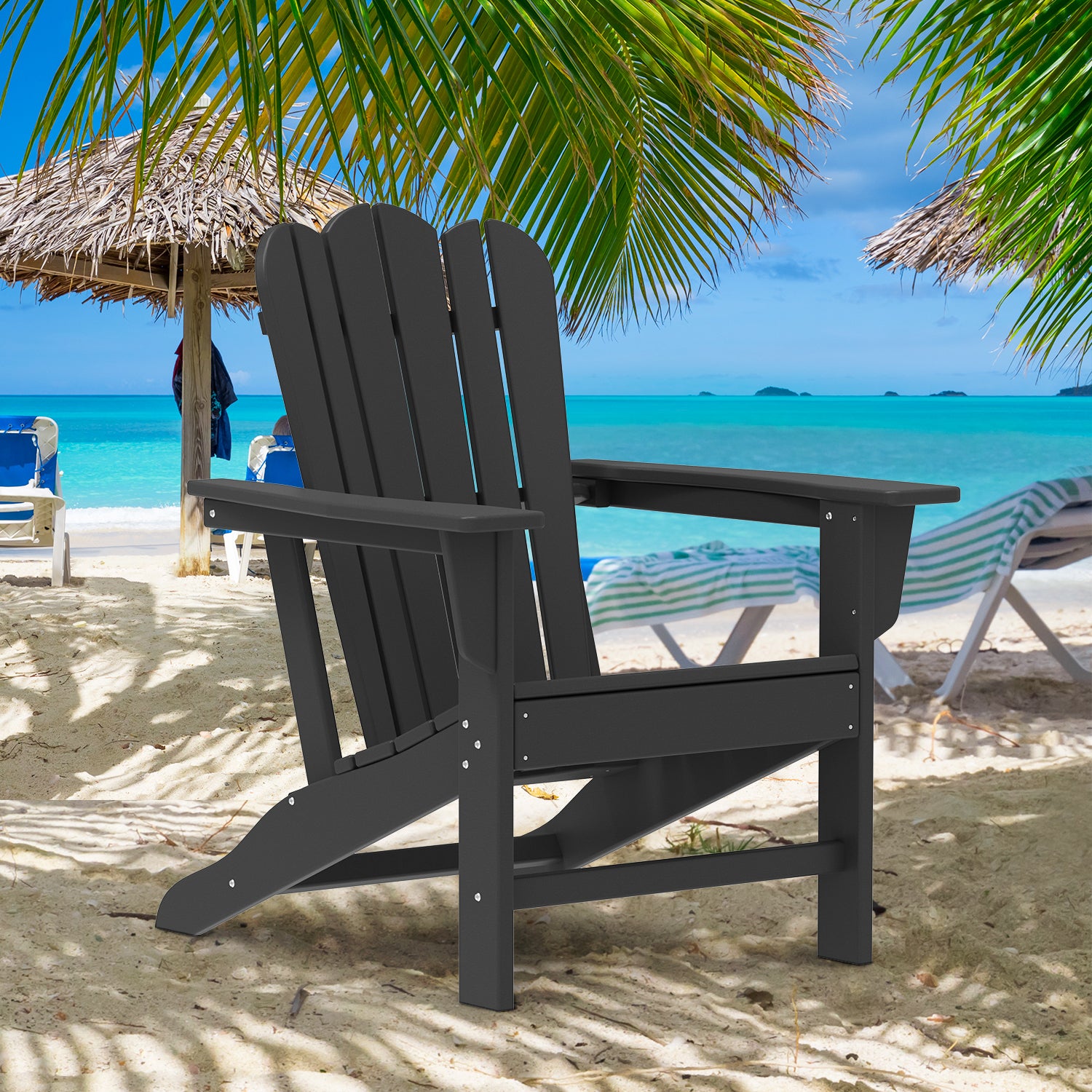 Resistant Adirondack Chair for Patio Deck Garden Fire Pit Chair,
Composite Adirondack Chair, Black,1 piece. - Atlantic Fine Furniture Inc