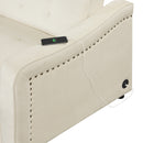 Orisfur. 50.6" Convertible Sleeper Bed, Adjustable Sofa Couch with Dual USB Ports for Living Room Space(Cream White) - Atlantic Fine Furniture Inc