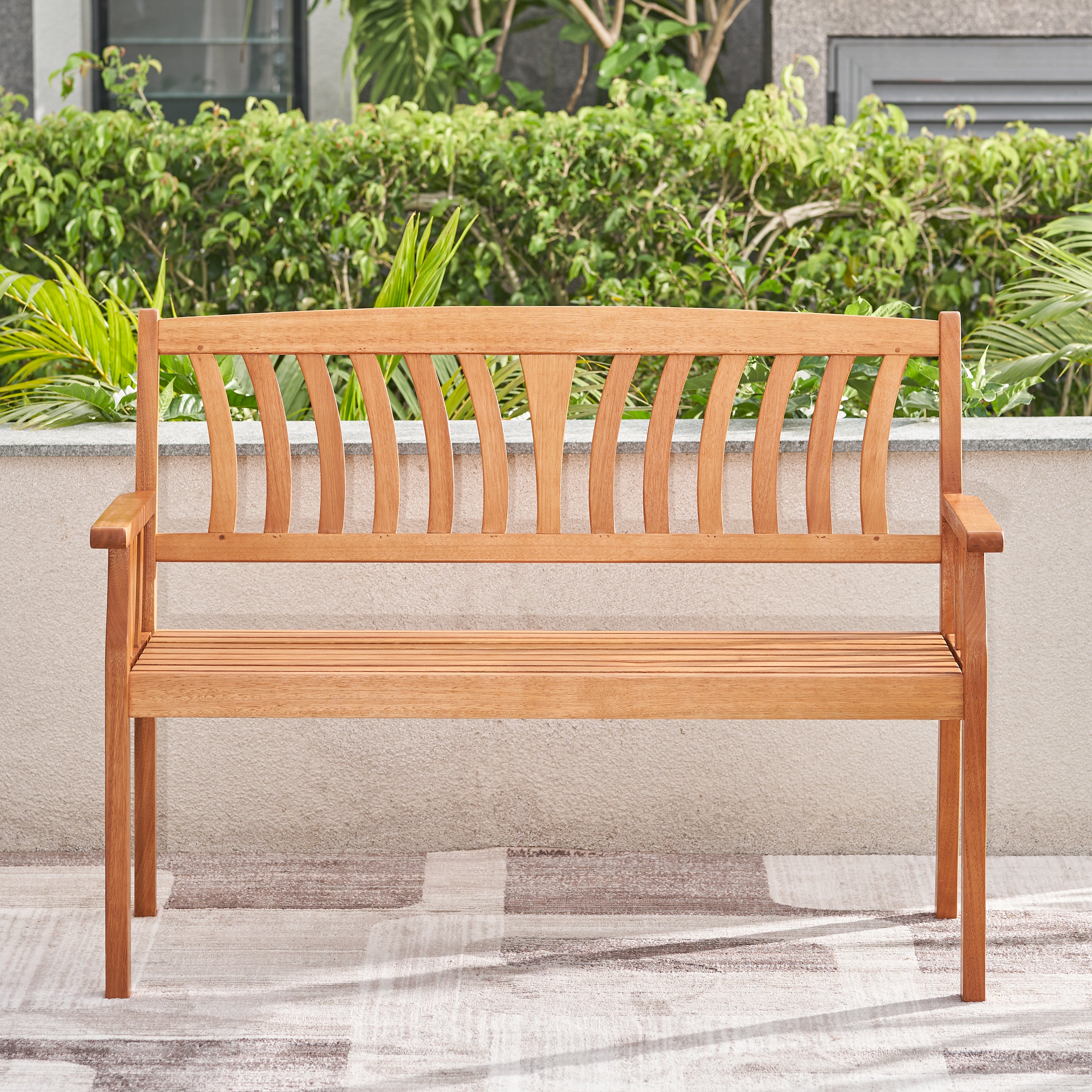 Kapalua Honey Nautical Eucalyptus Wooden Outdoor Garden Bench - Atlantic Fine Furniture Inc