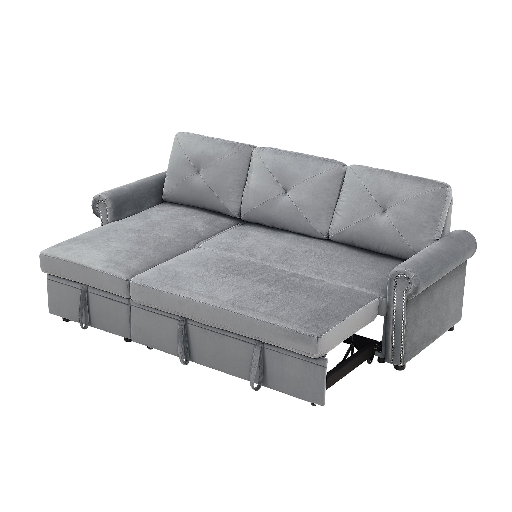 Orisfur. 83" Sleeper Sofa Bed Convertible Sectional Couch, 3-Seater L-Shape Corner Couch with Storage Chaise for Living Room Apartment - Atlantic Fine Furniture Inc