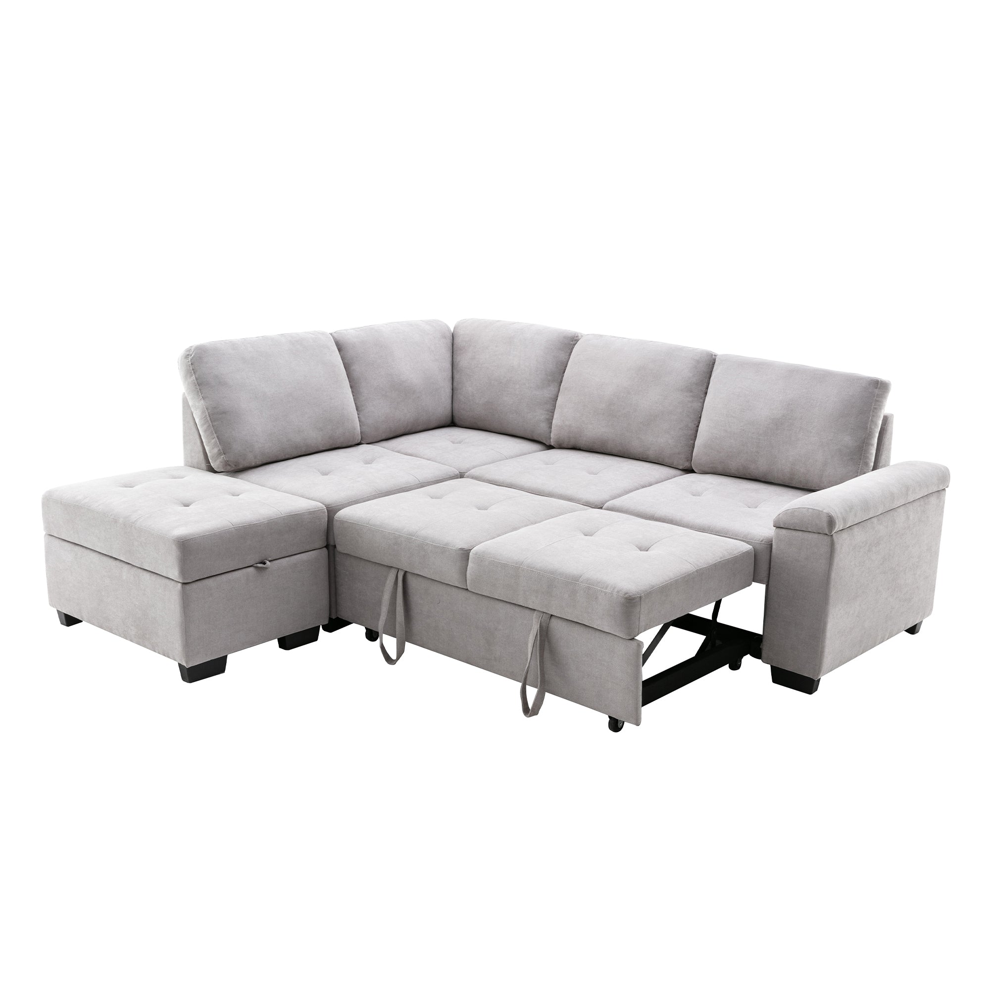 Orisfur. 86" Sleeper Sectional Sofa, L-Shape Corner Couch Sofa-Bed with Storage Ottoman & Hidden Arm Storage for Living Room Apartment - Atlantic Fine Furniture Inc