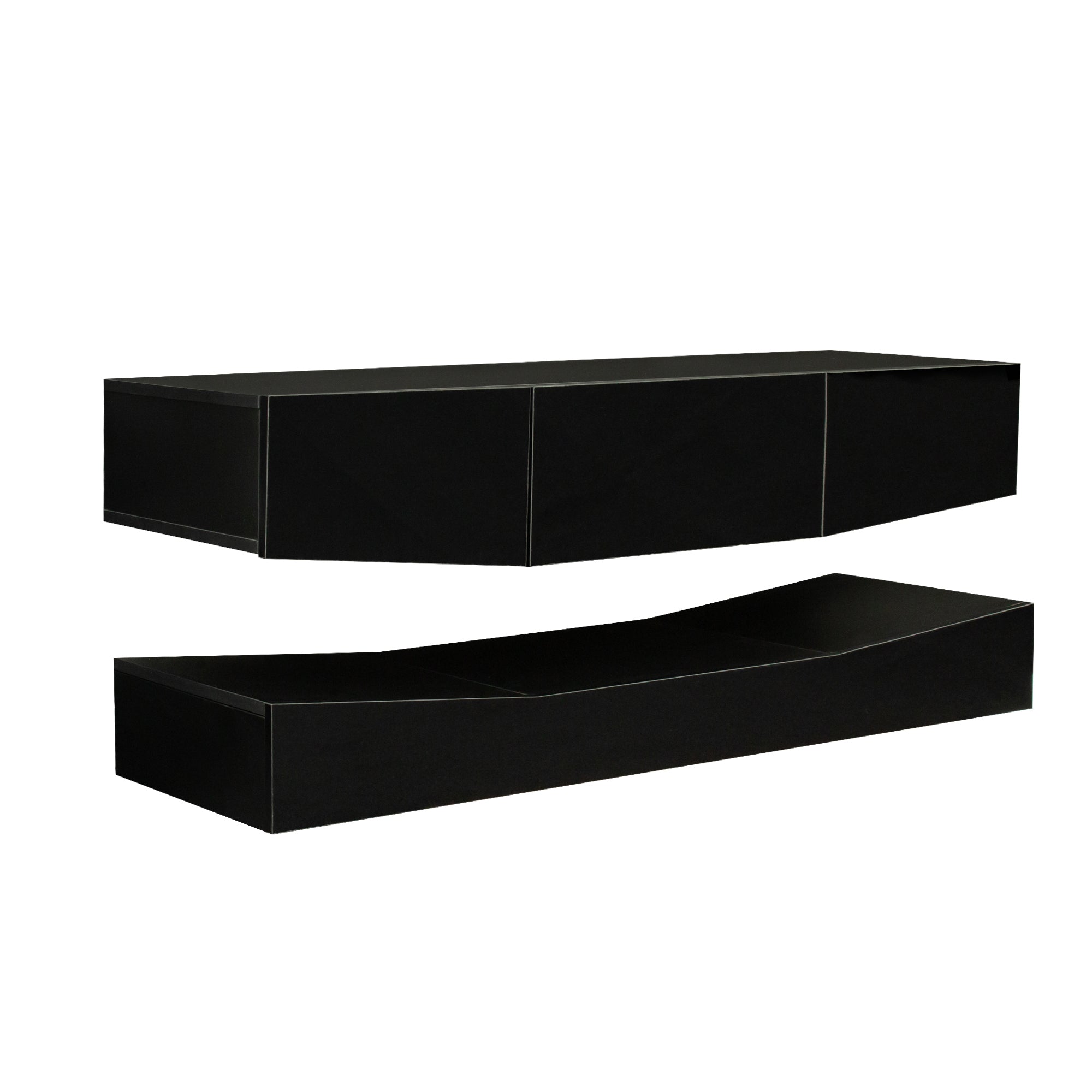 LED TV Stand for 55 inch TV, Modern Entertainment Center with LED Lights, TV & Media Furniture Console for Under TV Living Game Room Bedroom,Black - Atlantic Fine Furniture Inc