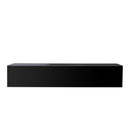 ON-TREND 4-Piece Wall Mount Floating TV Stand with See-through Media Storage Cabinet, Modern High Gloss Entertainment Center up to 70+ Inch TV, RGB Lights for Living Room, Home Theater, Black - Atlantic Fine Furniture Inc