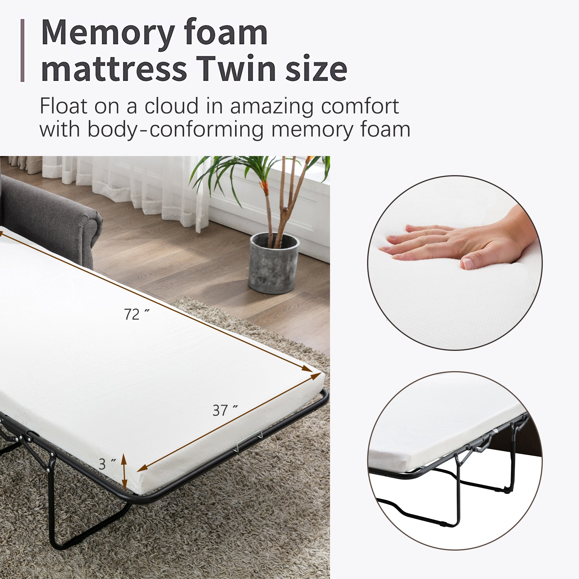Orisfur Pull Out Sofa Bed Loveseat Sleeper with Twin Size Memory Mattress for Living Room Spaces - Atlantic Fine Furniture Inc