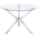 Vance - Round Glass Top Asterisk Dining Table - Chrome - Atlantic Fine Furniture Inc