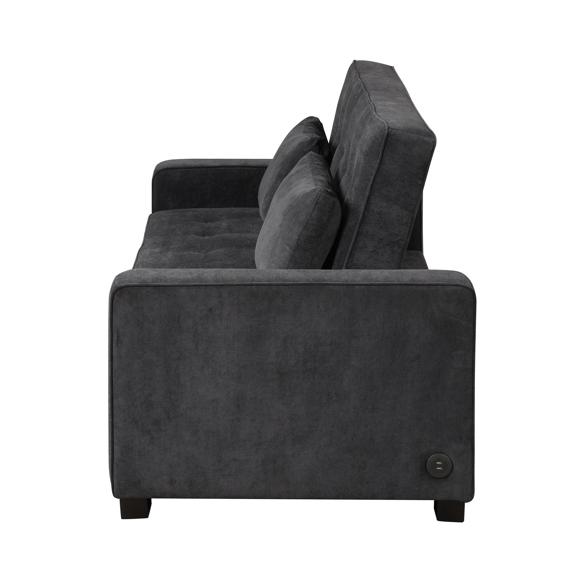 Orisfur. Linen Upholstered Sleeper Bed , Pull Out Sofa Bed Couch attached two throw pillows,Dual USB Charging Port and Adjustable Backrest for Living Room Space - Atlantic Fine Furniture Inc