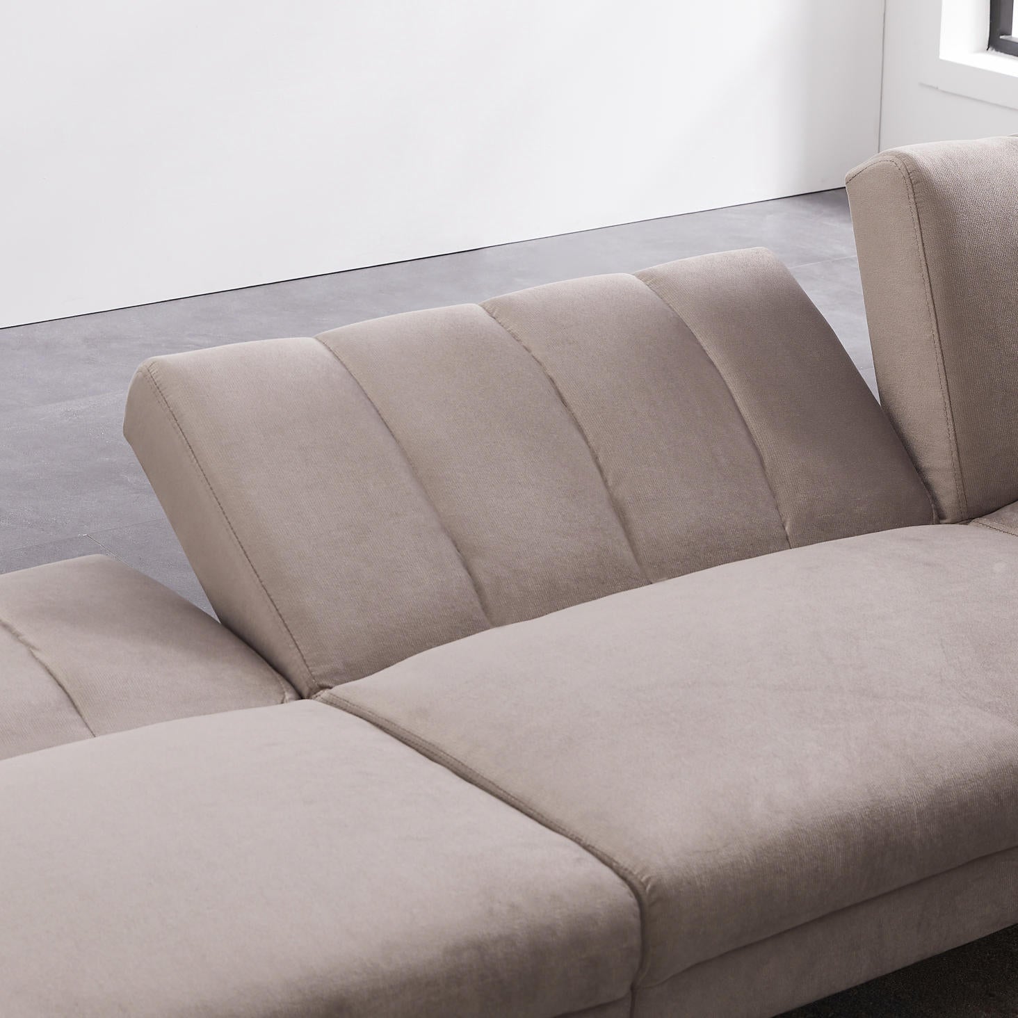 REVERSIBLE SECTIONAL SOFA SLEEPER WITH 2 PILLOWS LIGHT GREY VELVET(W223S00364) - Atlantic Fine Furniture Inc