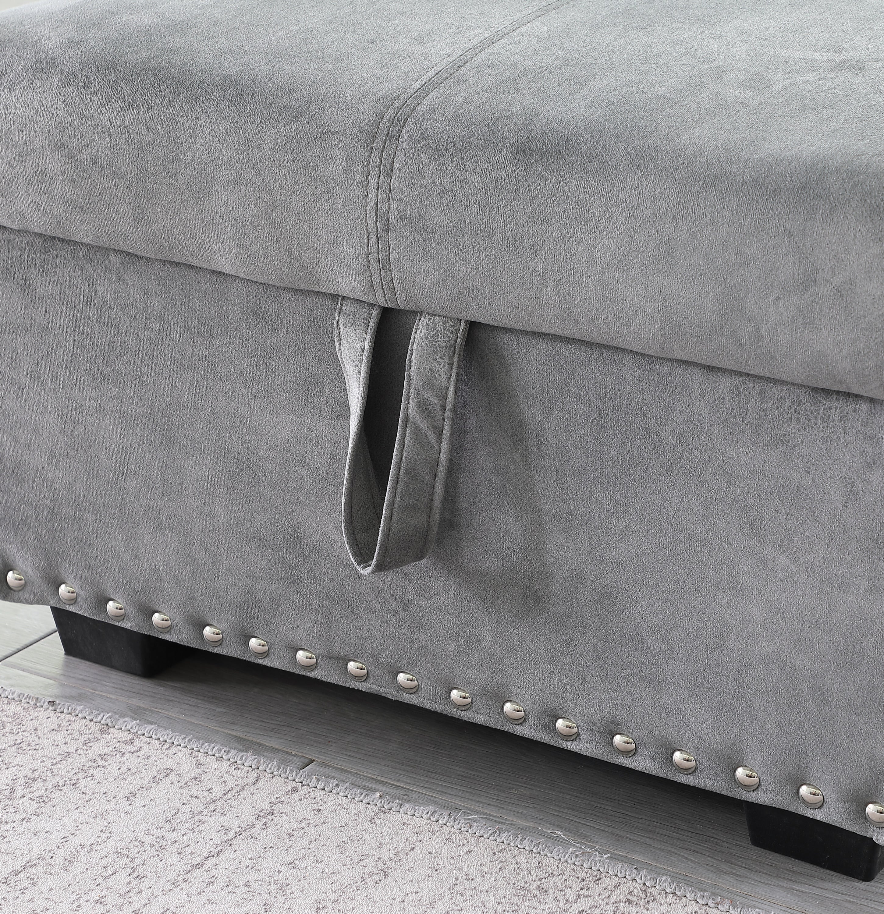 Reversible Sleeper Sectional Storage Sofa Bed,Corner Sofa-Bed With Storage,3 Seat Both Left Handed And Right Handed,Nailheaded - Atlantic Fine Furniture Inc